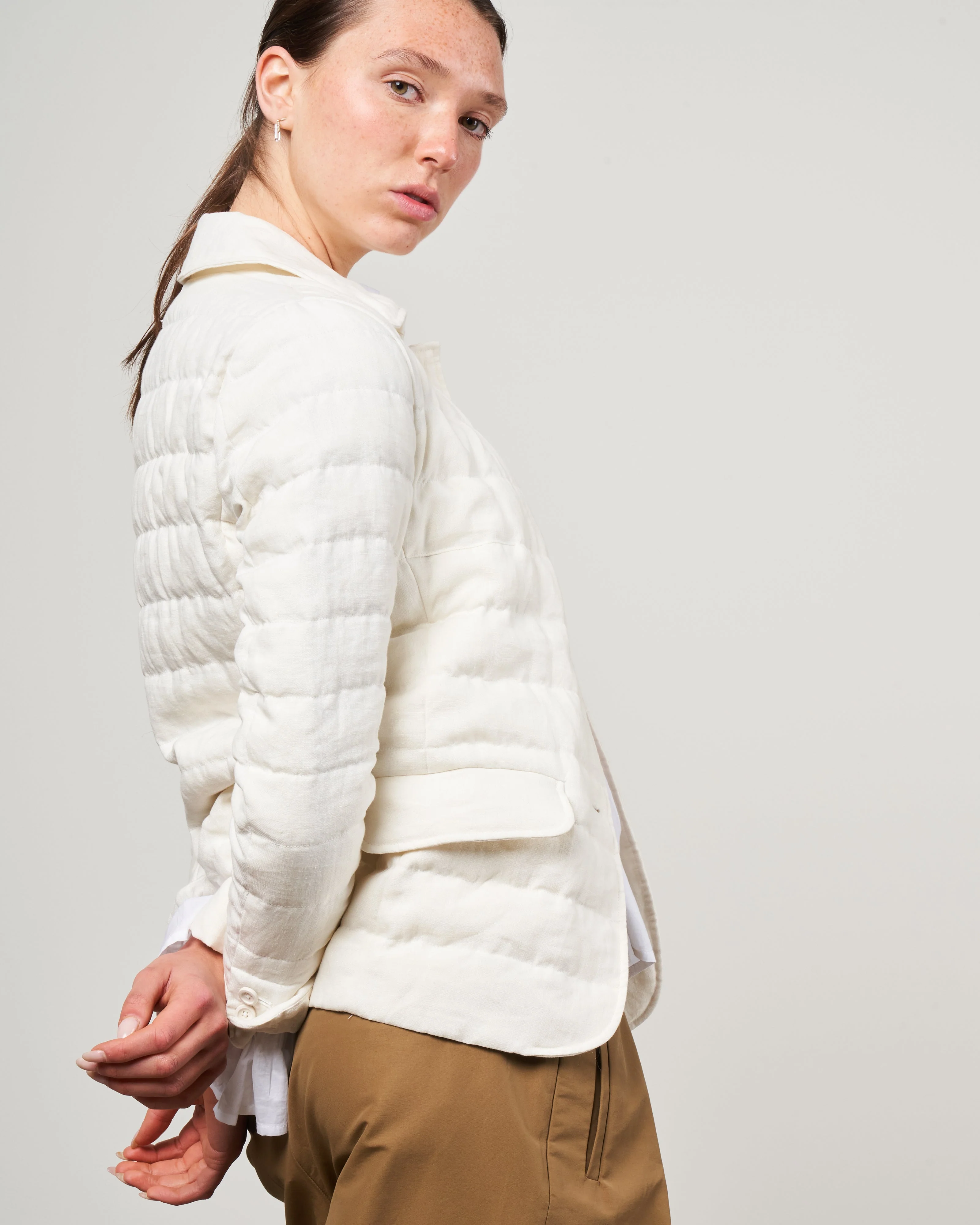 linen single breasted jacket - bianco - Image 2