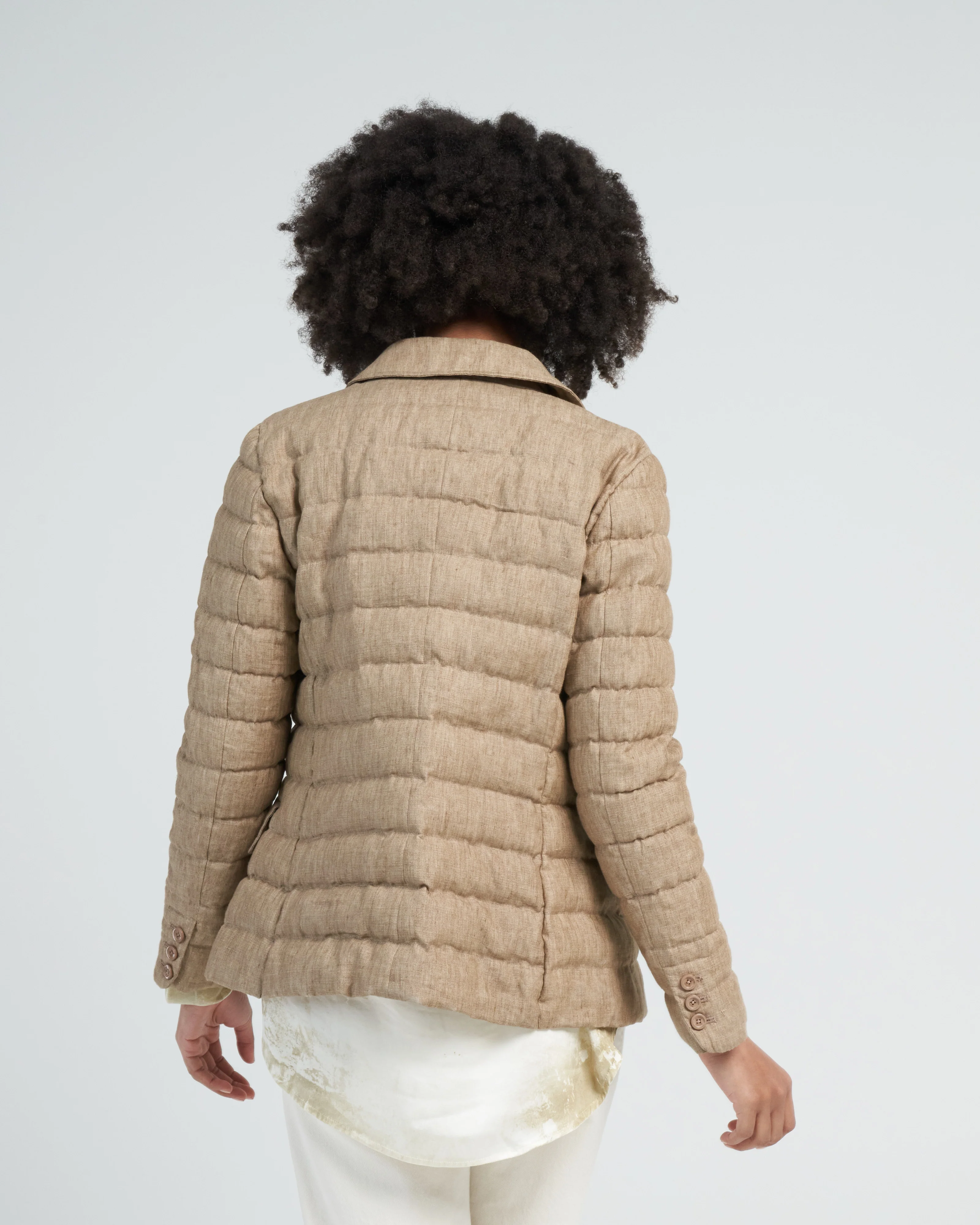 linen single breasted jacket - khaki - Image 4