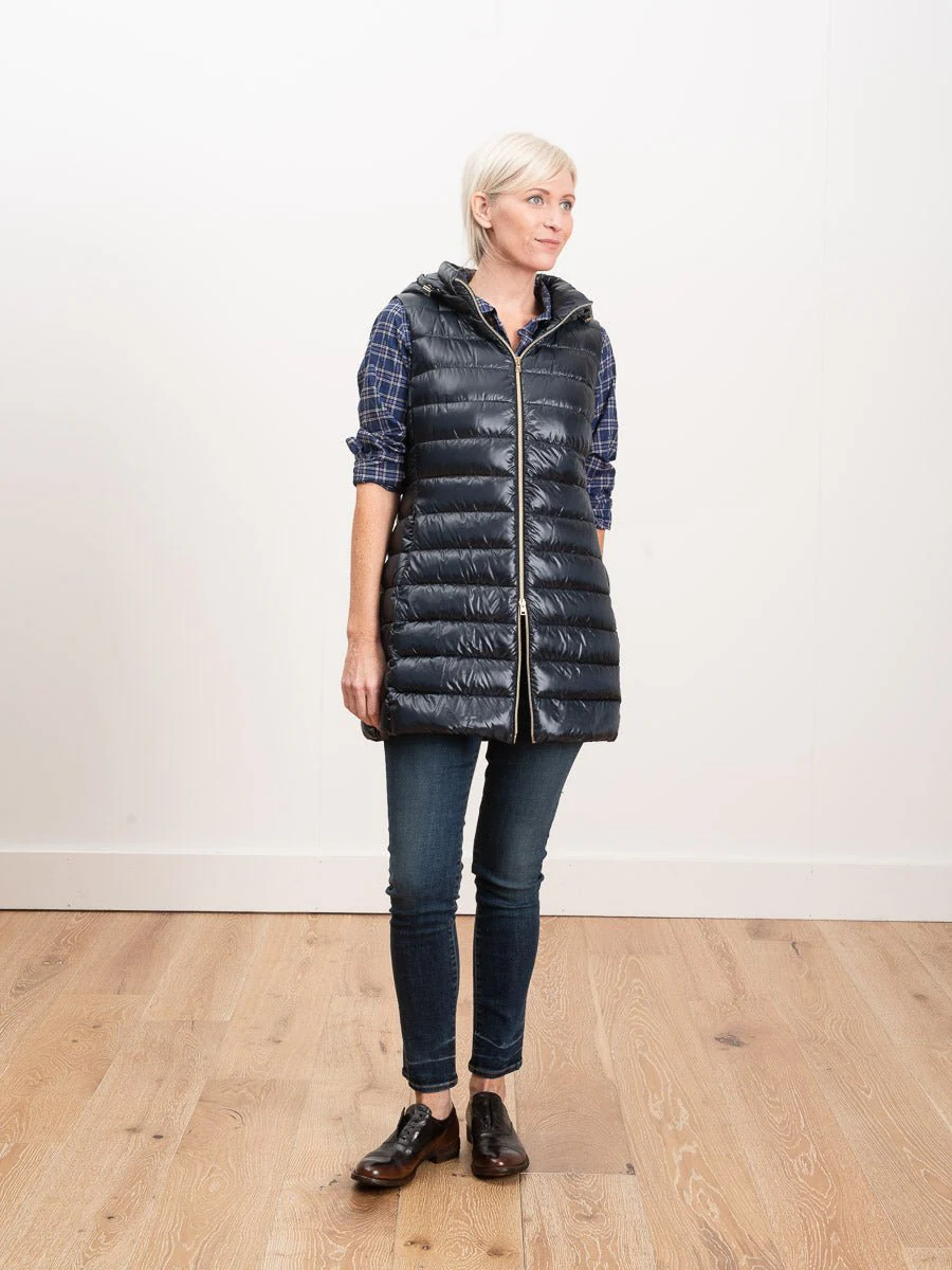 long vest with hood - navy - Image 2