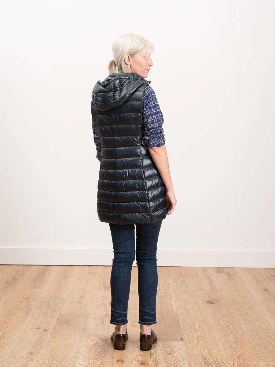 long vest with hood - navy - Image 4
