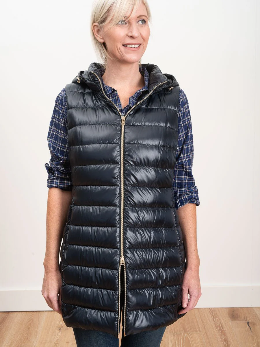 long vest with hood - navy - Image 5