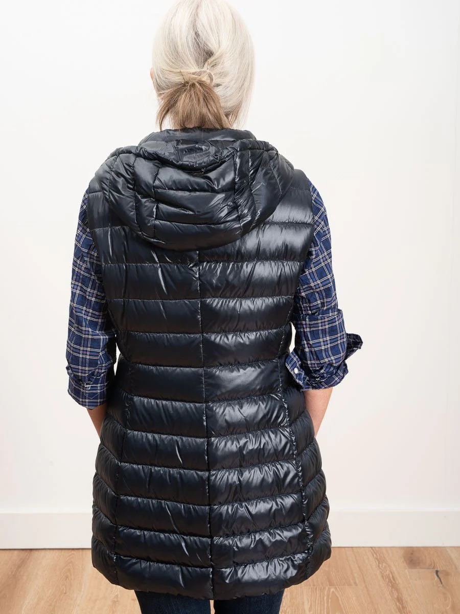 long vest with hood - navy - Image 7