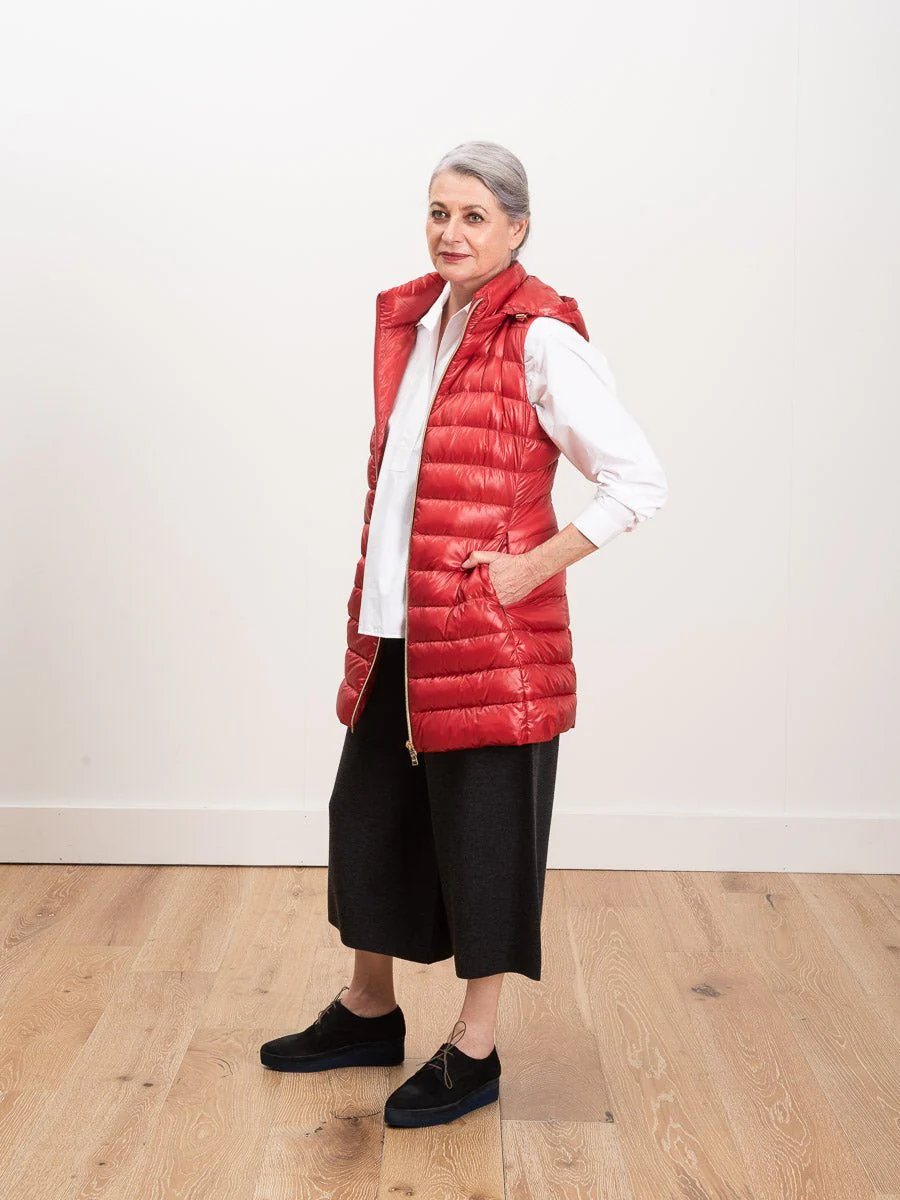 long vest with hood - red - Image 2