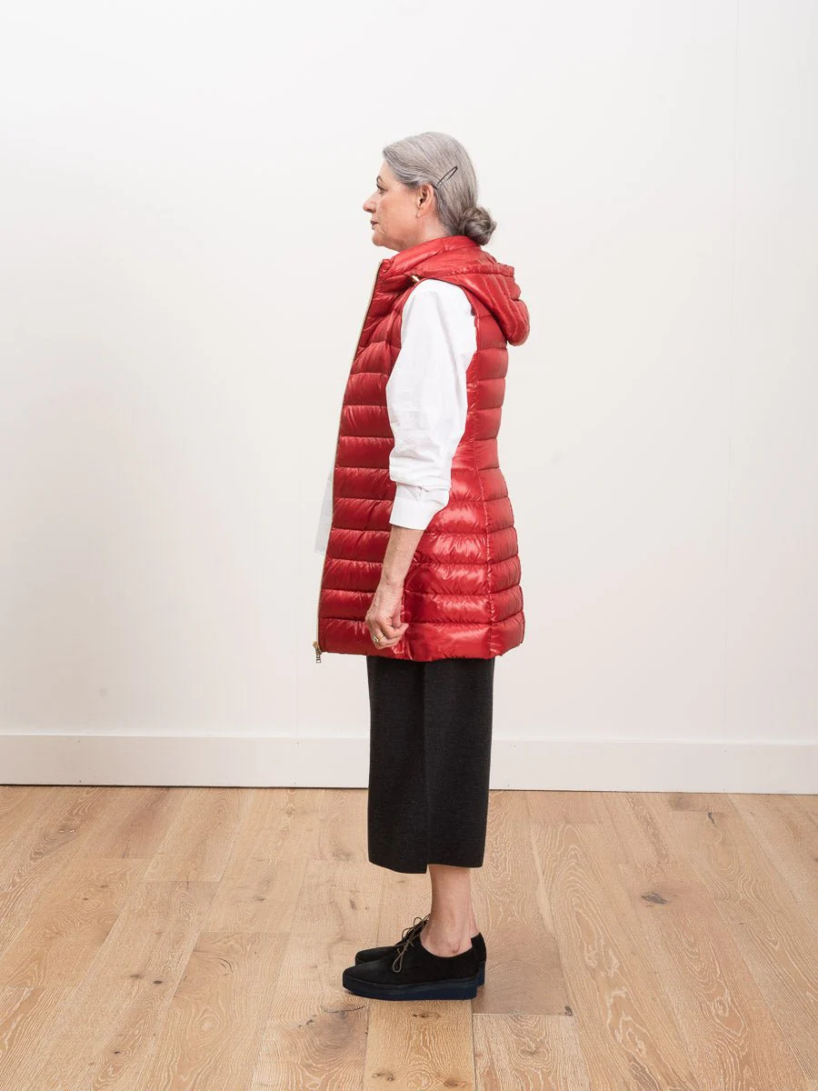 long vest with hood - red - Image 3