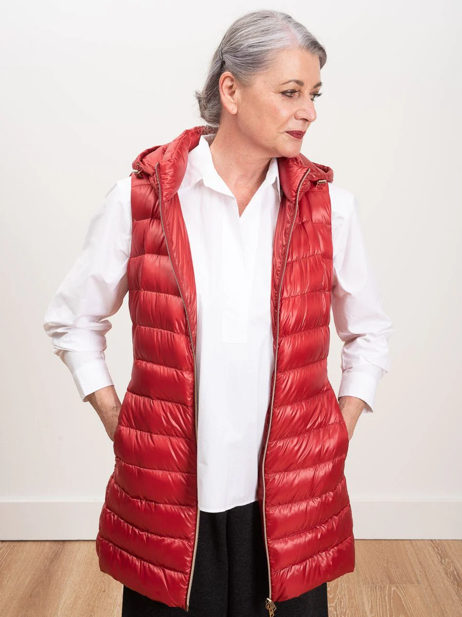long vest with hood - red - Image 5