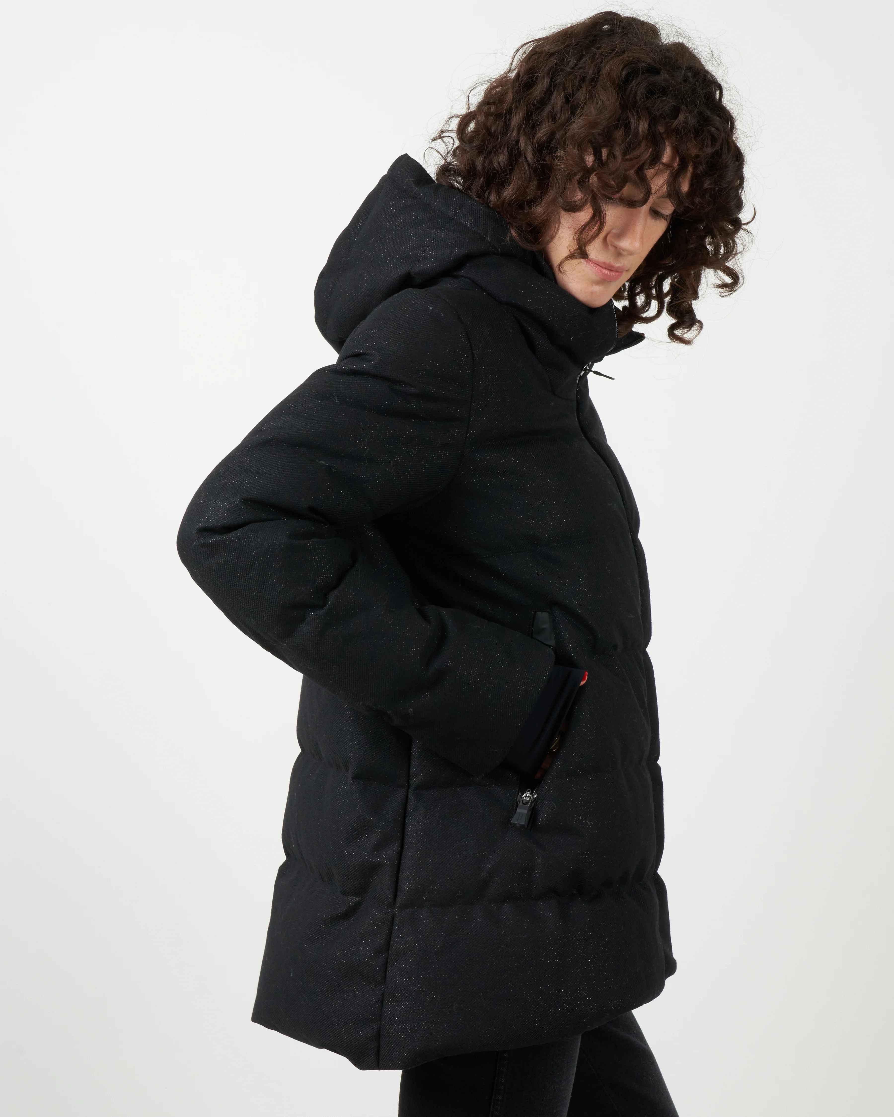 lurex laminar puffer coat - nero - Image 2