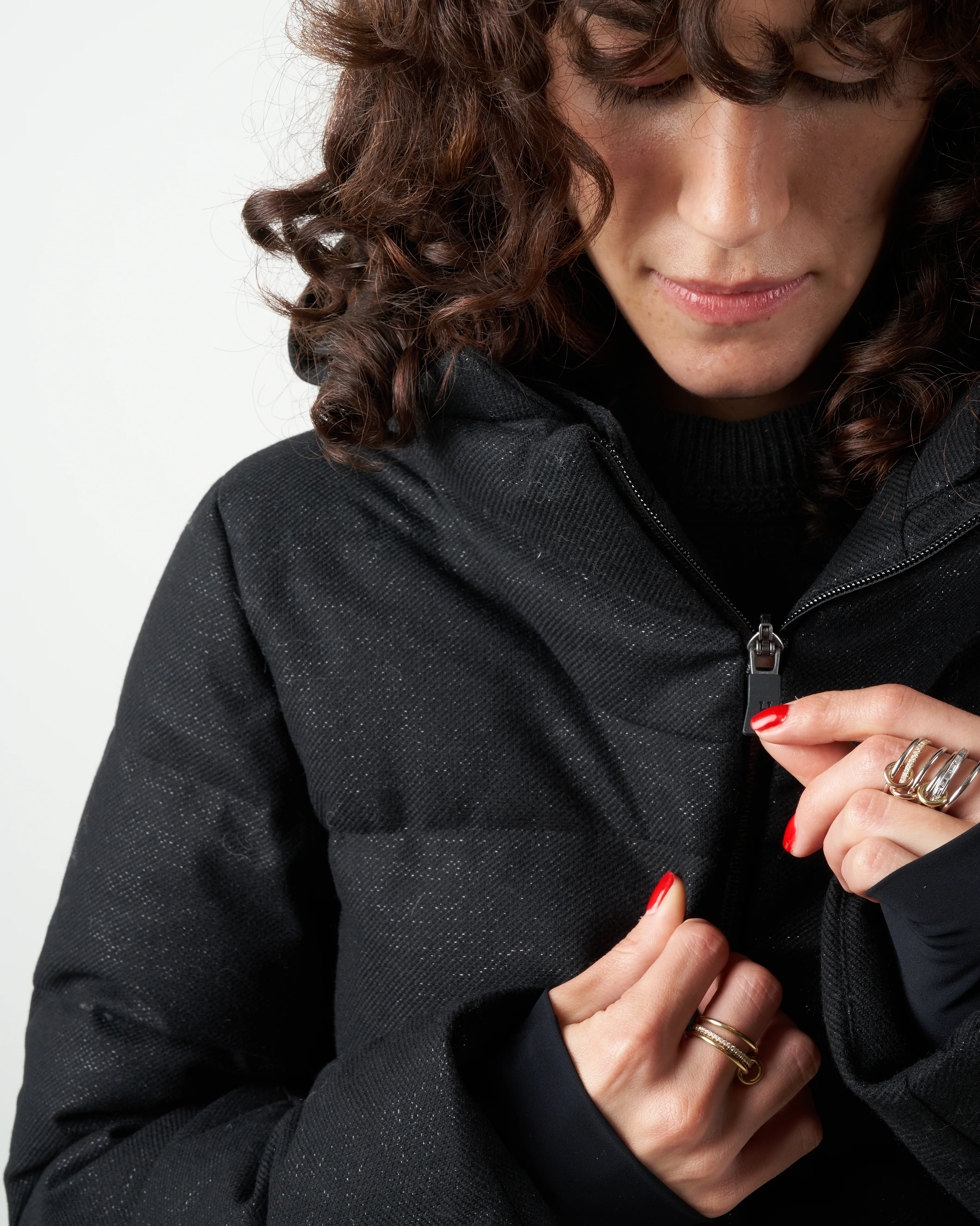 lurex laminar puffer coat - nero - Image 5