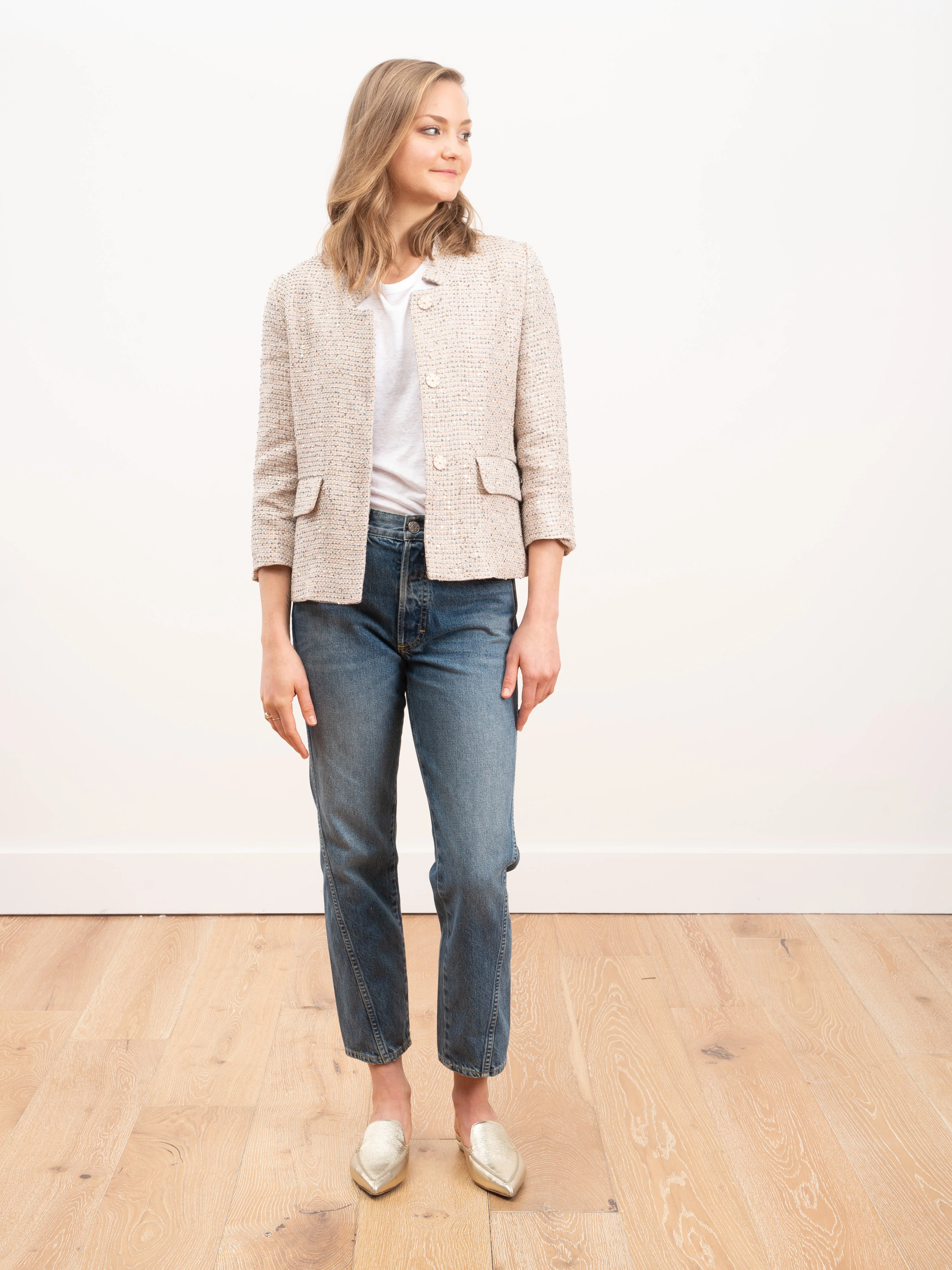 lurex tweed short coat - beige 2000 - Image 2