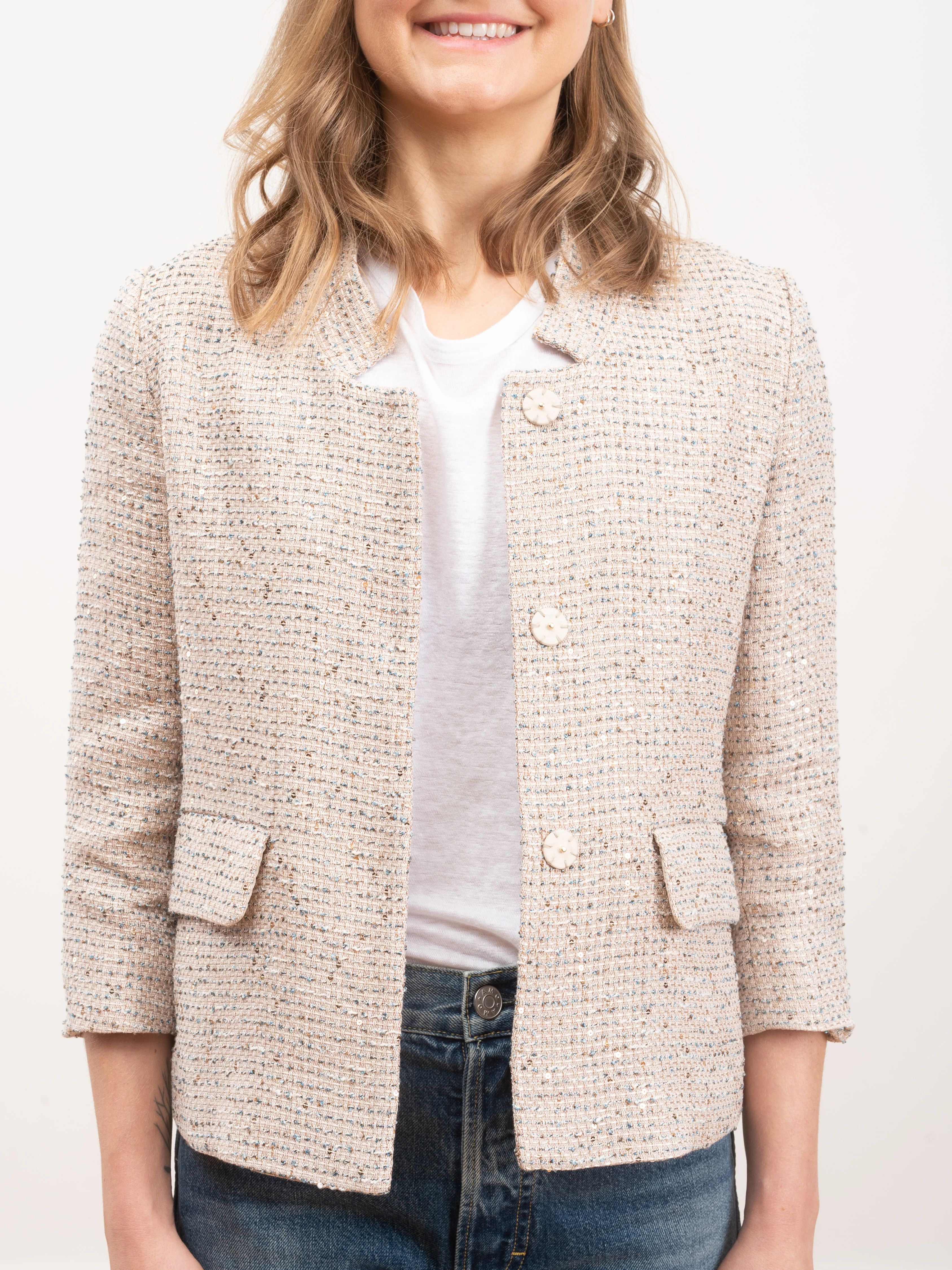 lurex tweed short coat - beige 2000 - Image 3