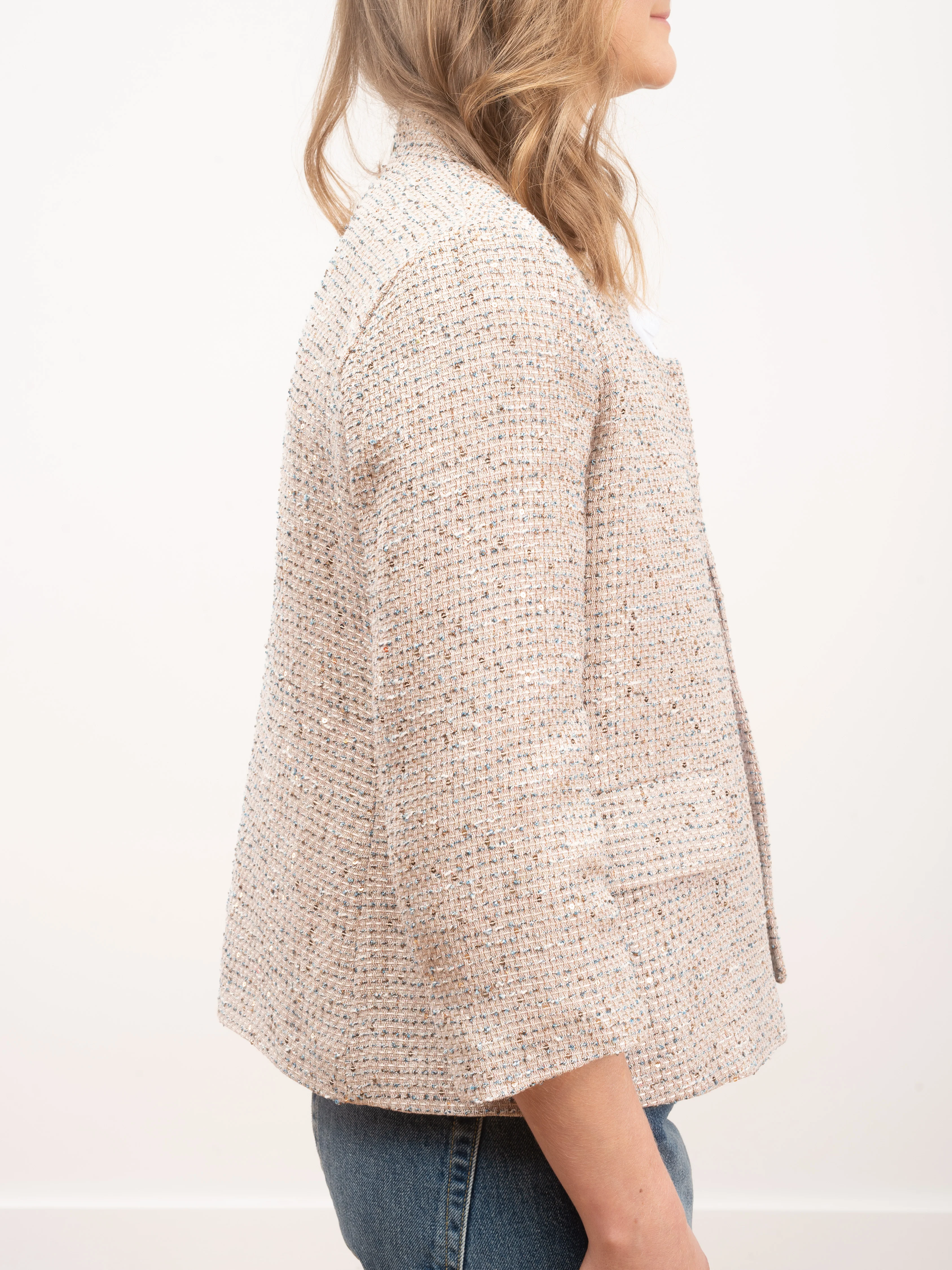 lurex tweed short coat - beige 2000 - Image 4