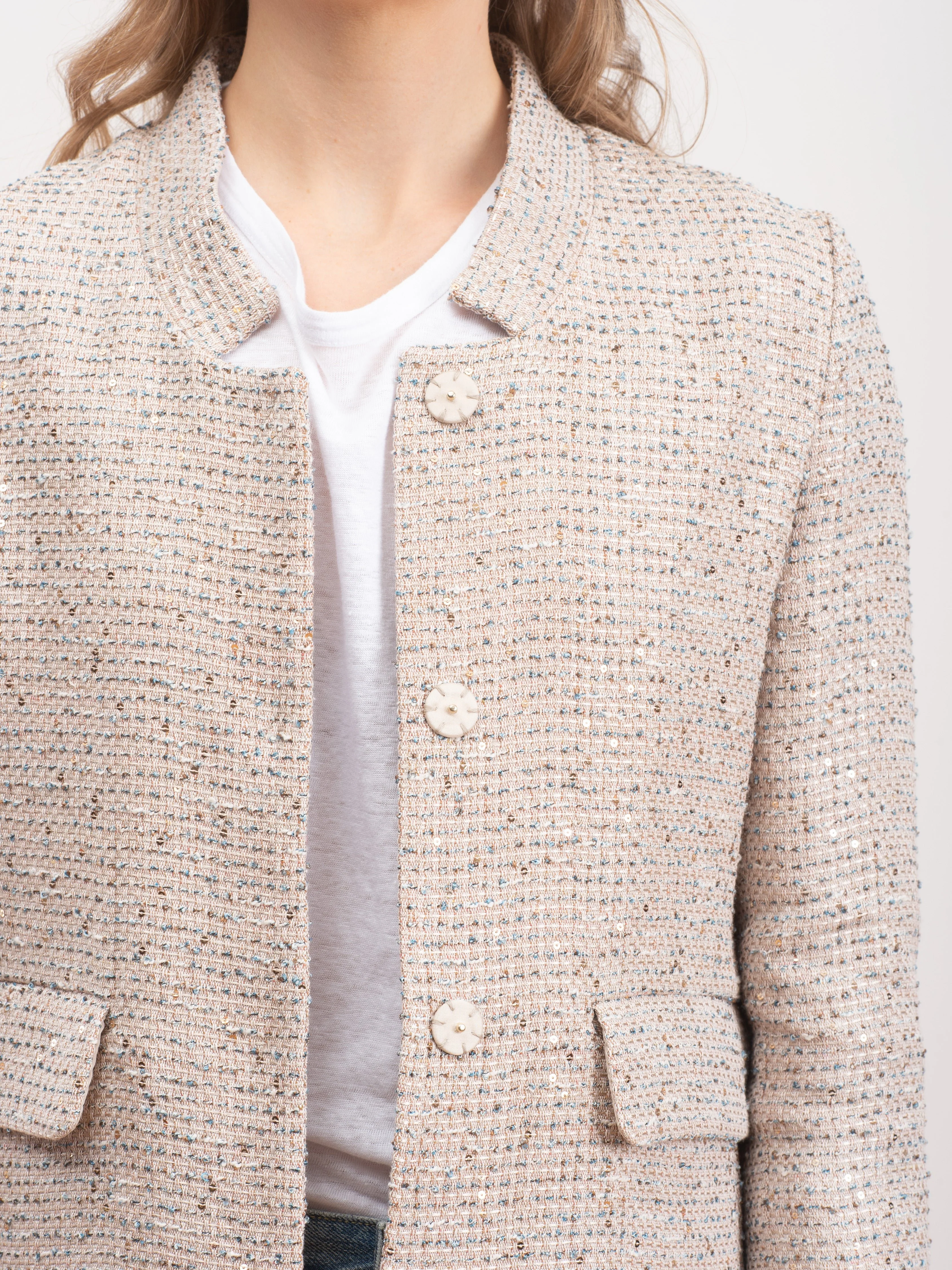 lurex tweed short coat - beige 2000 - Image 6