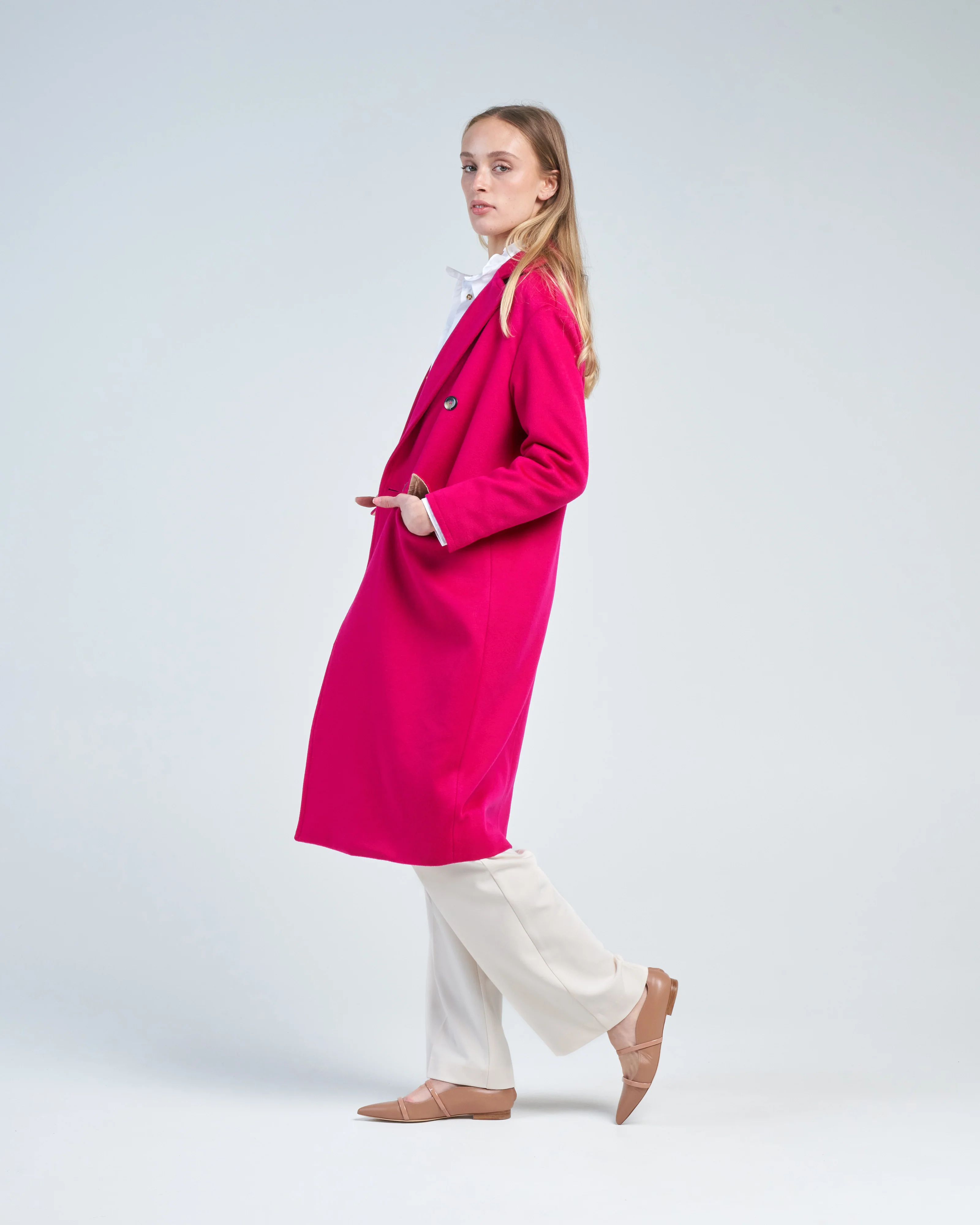 luxury wool double breasted coat - Image 3
