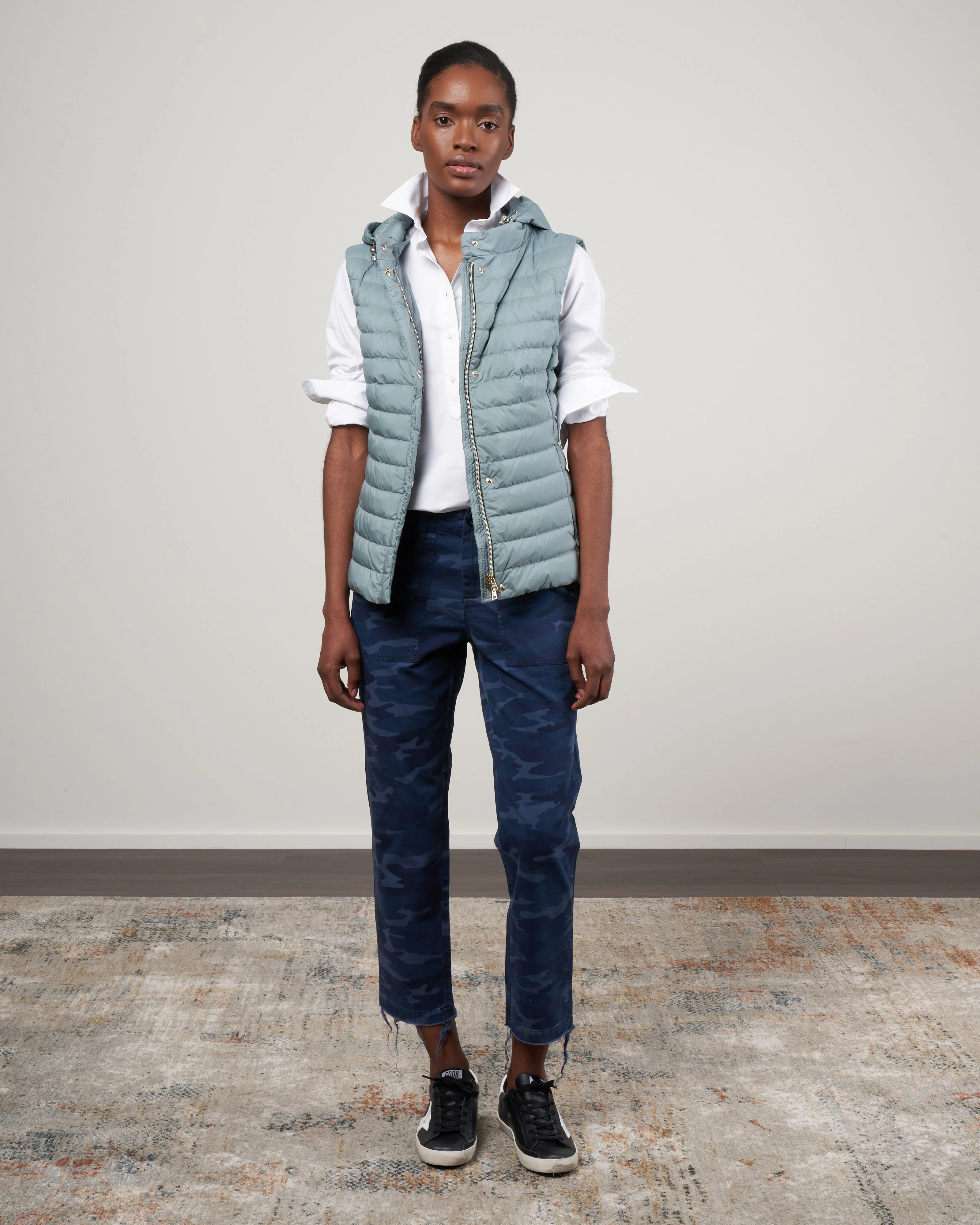 matte nylon down vest - 9175 acqua - Image 2