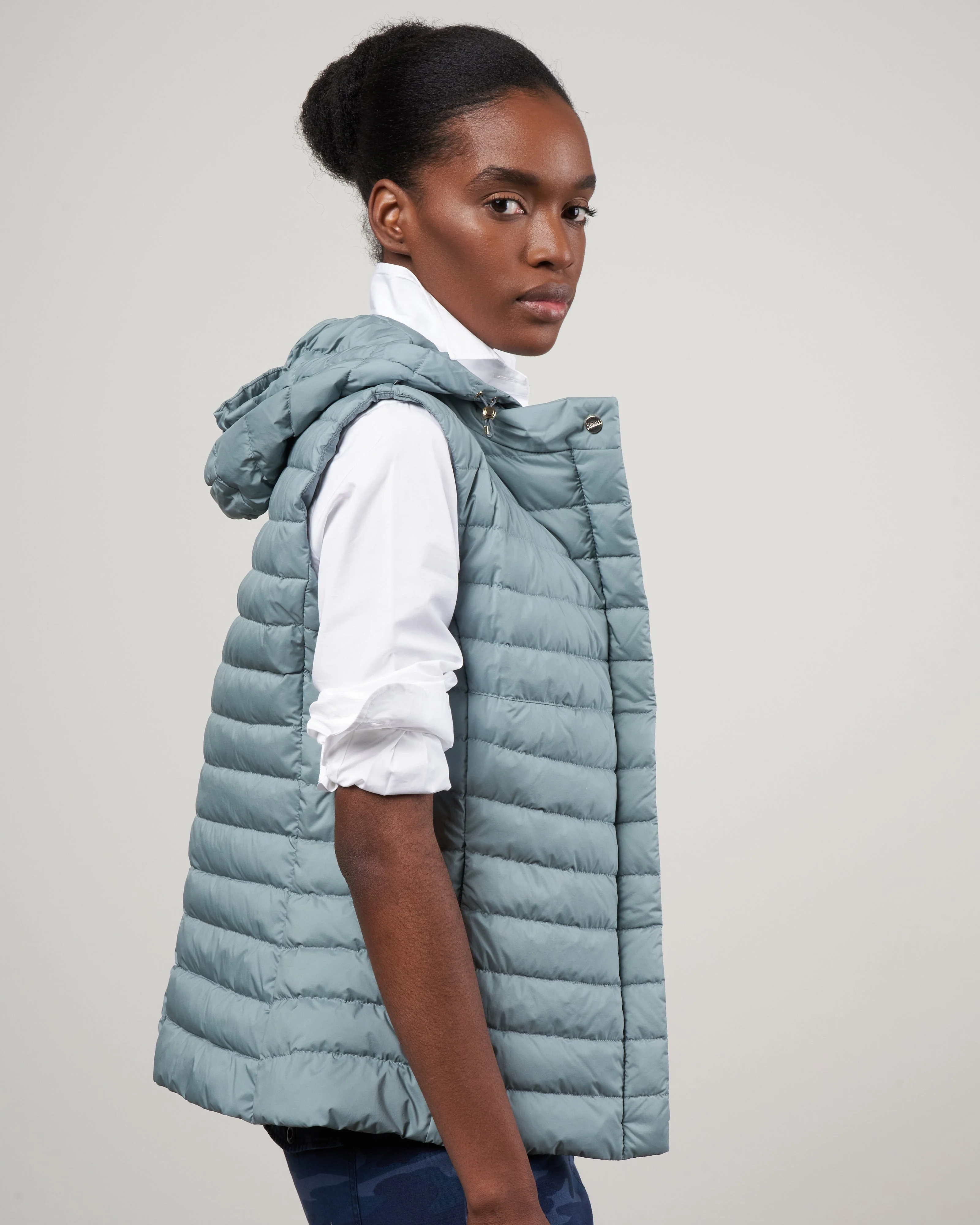 matte nylon down vest - 9175 acqua - Image 3