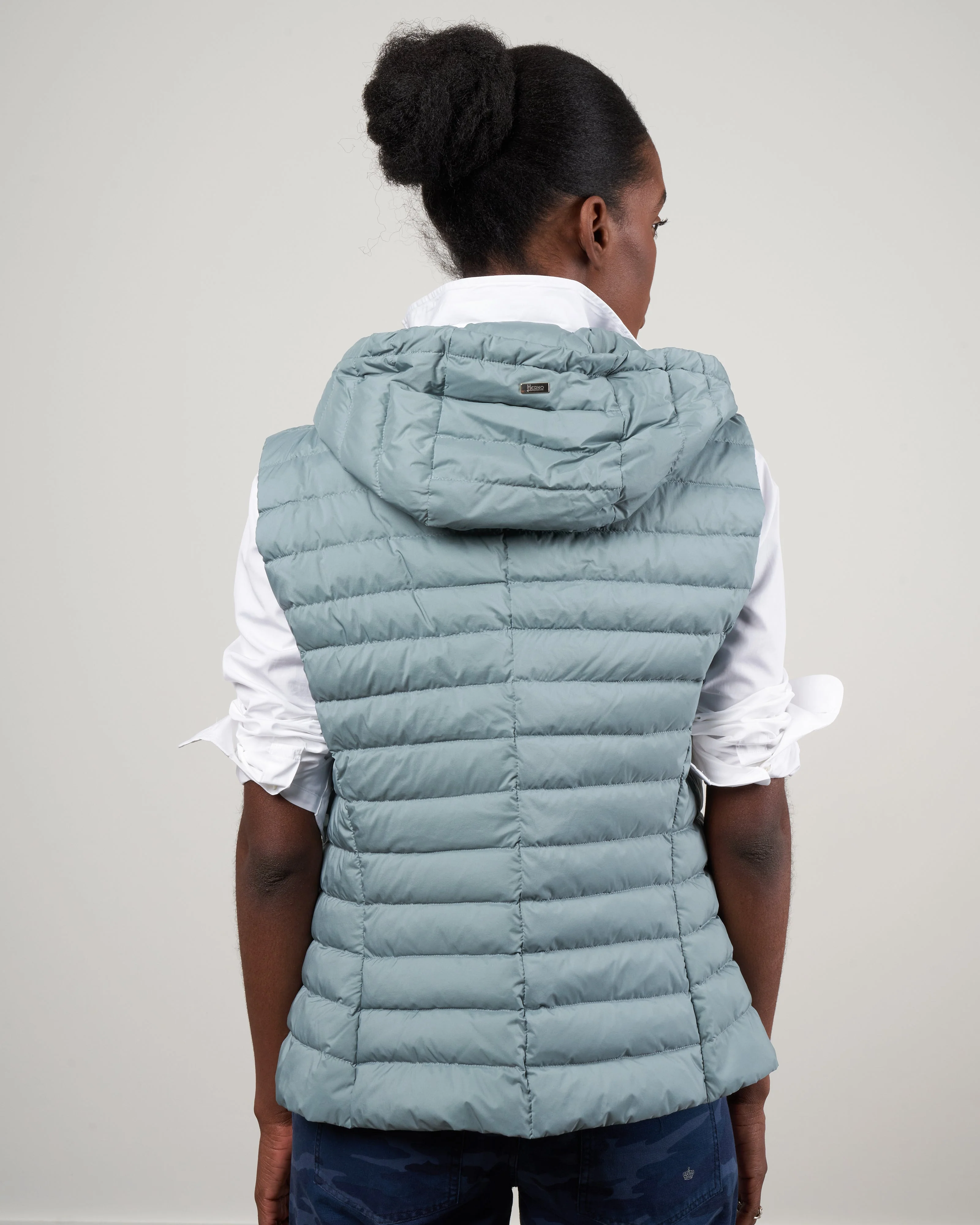 matte nylon down vest - 9175 acqua - Image 4