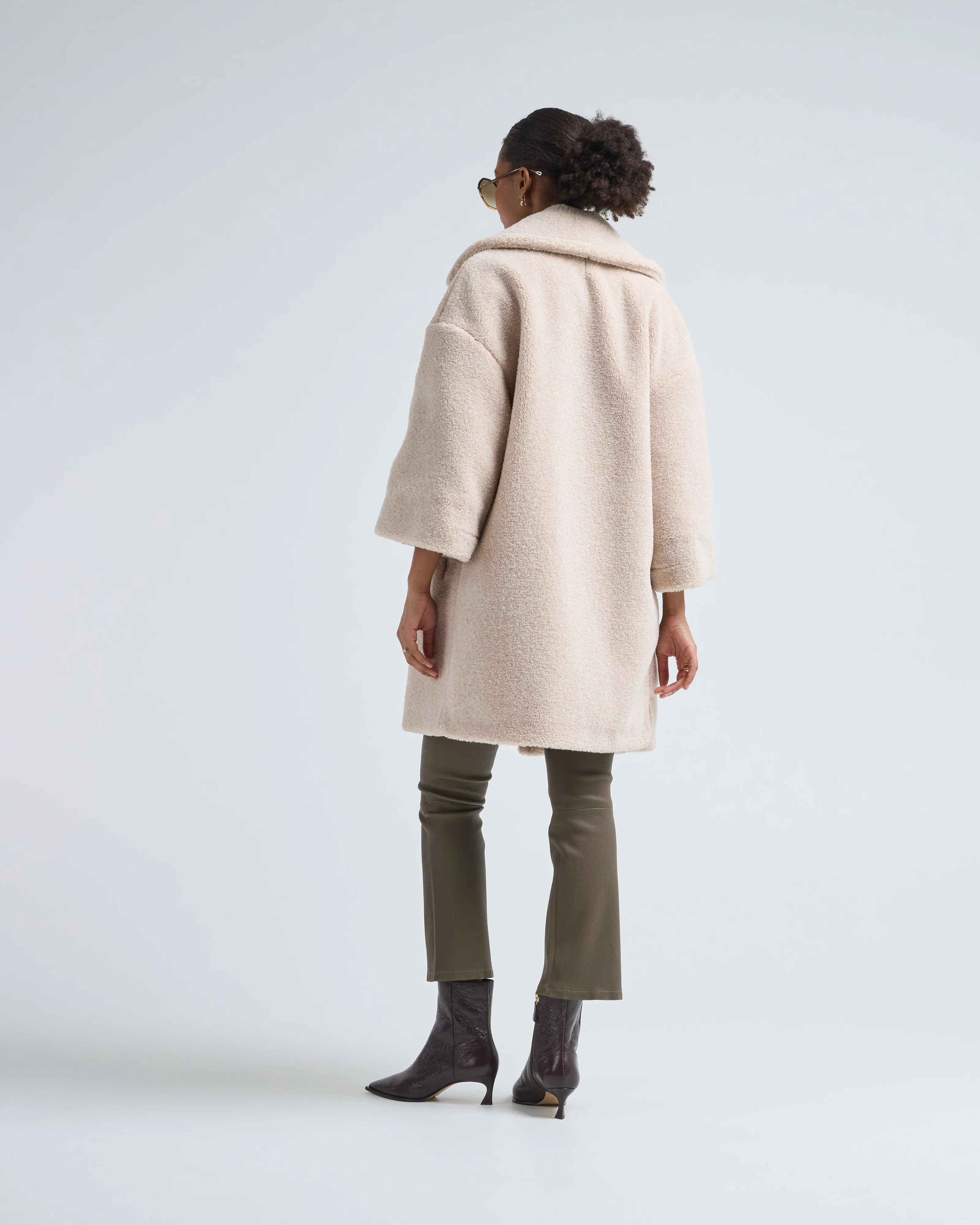 melange teddy db knee length coat - Image 4