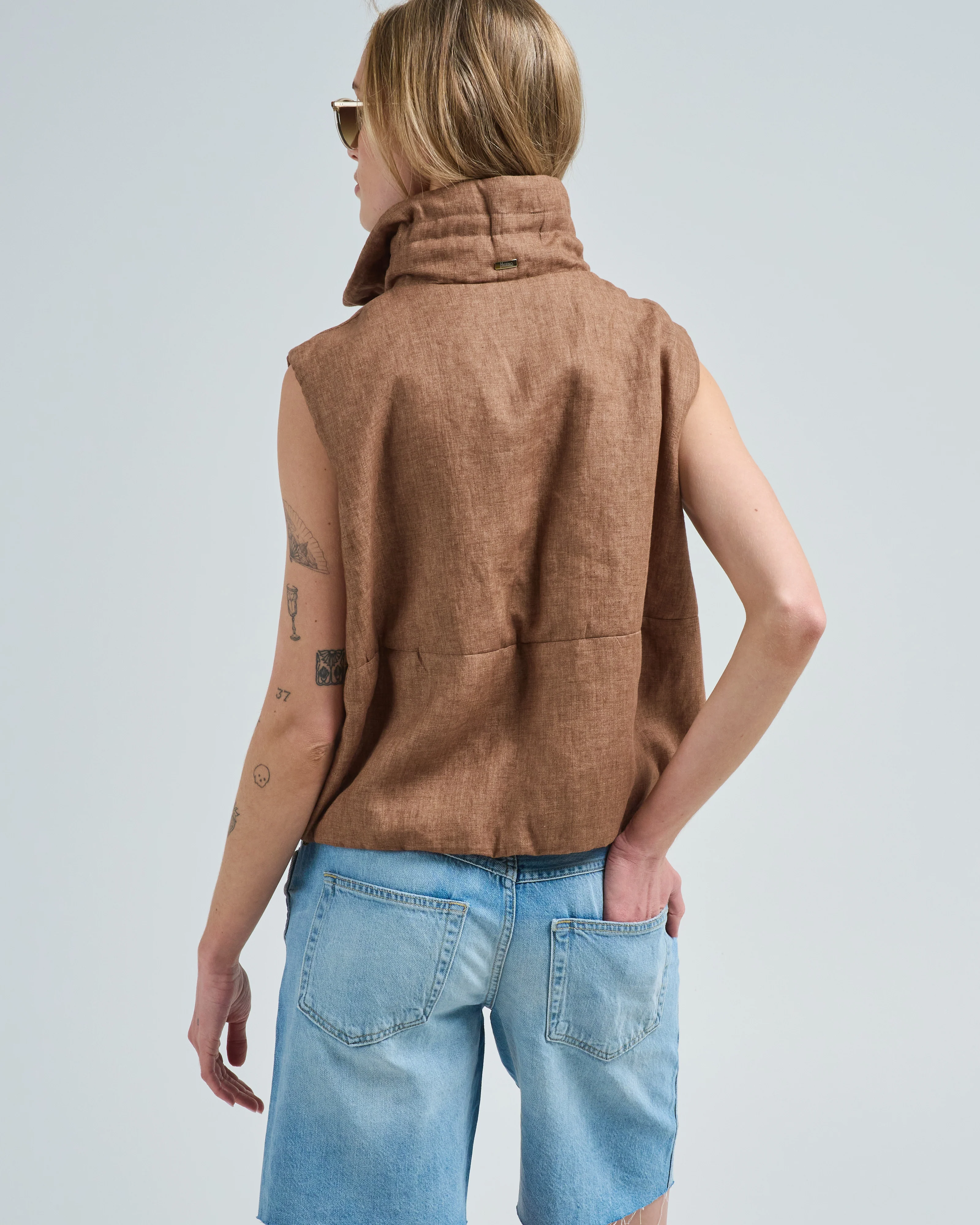 new linen blouson vest - Image 4