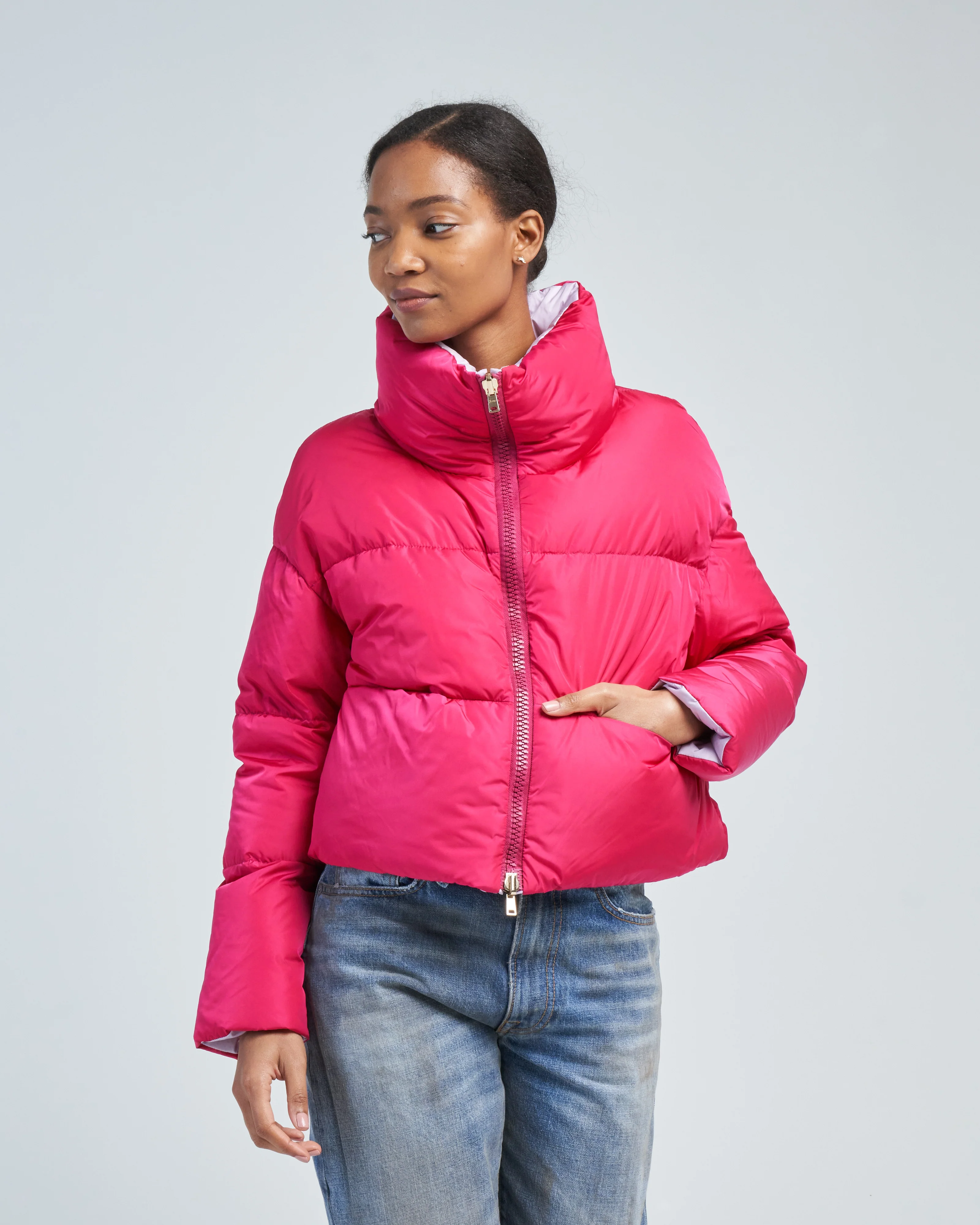 nylon cropped reversible jacket - Image 2