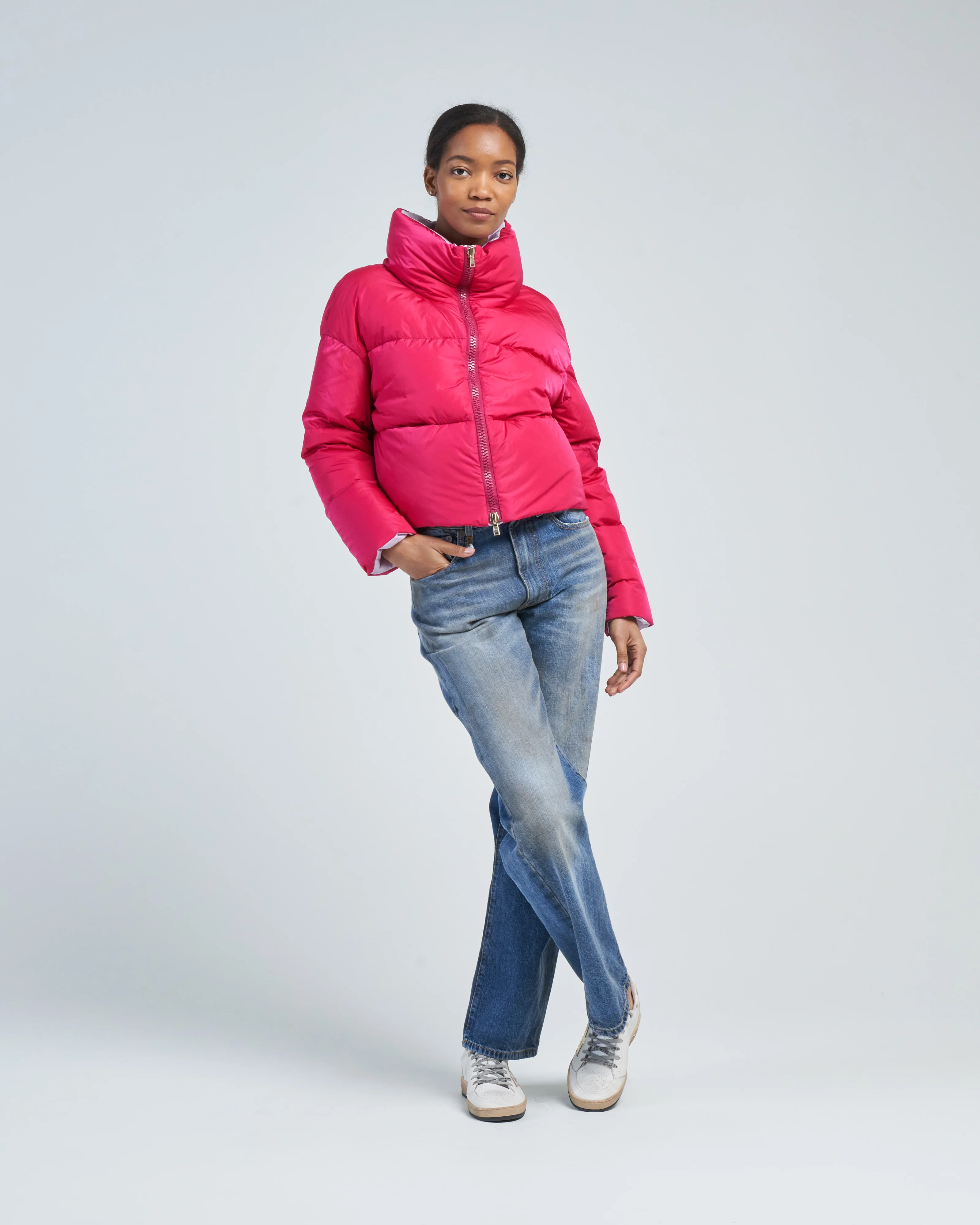 nylon cropped reversible jacket - Image 3