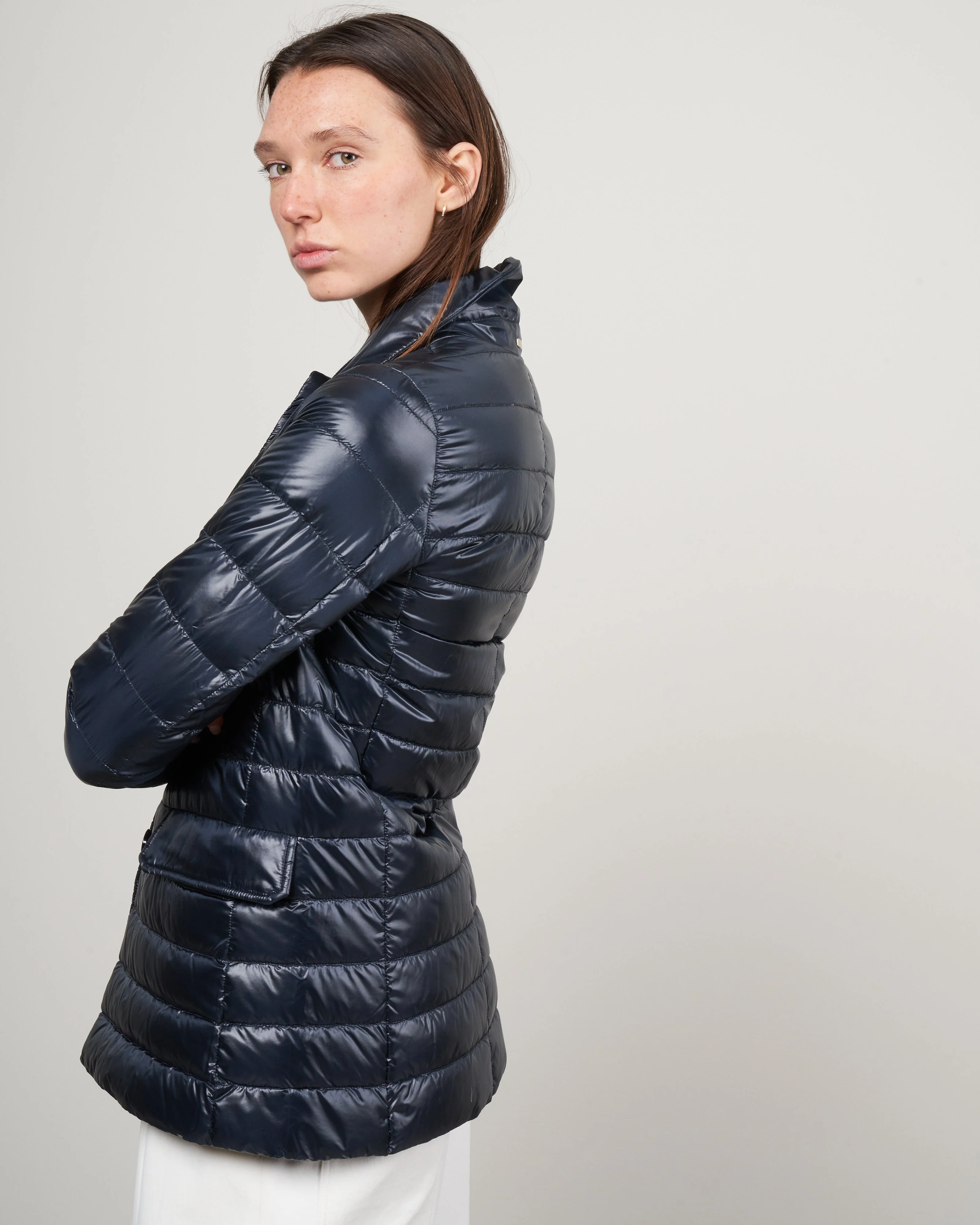 nylon ultralight boyfriend down blazer - navy - Image 3