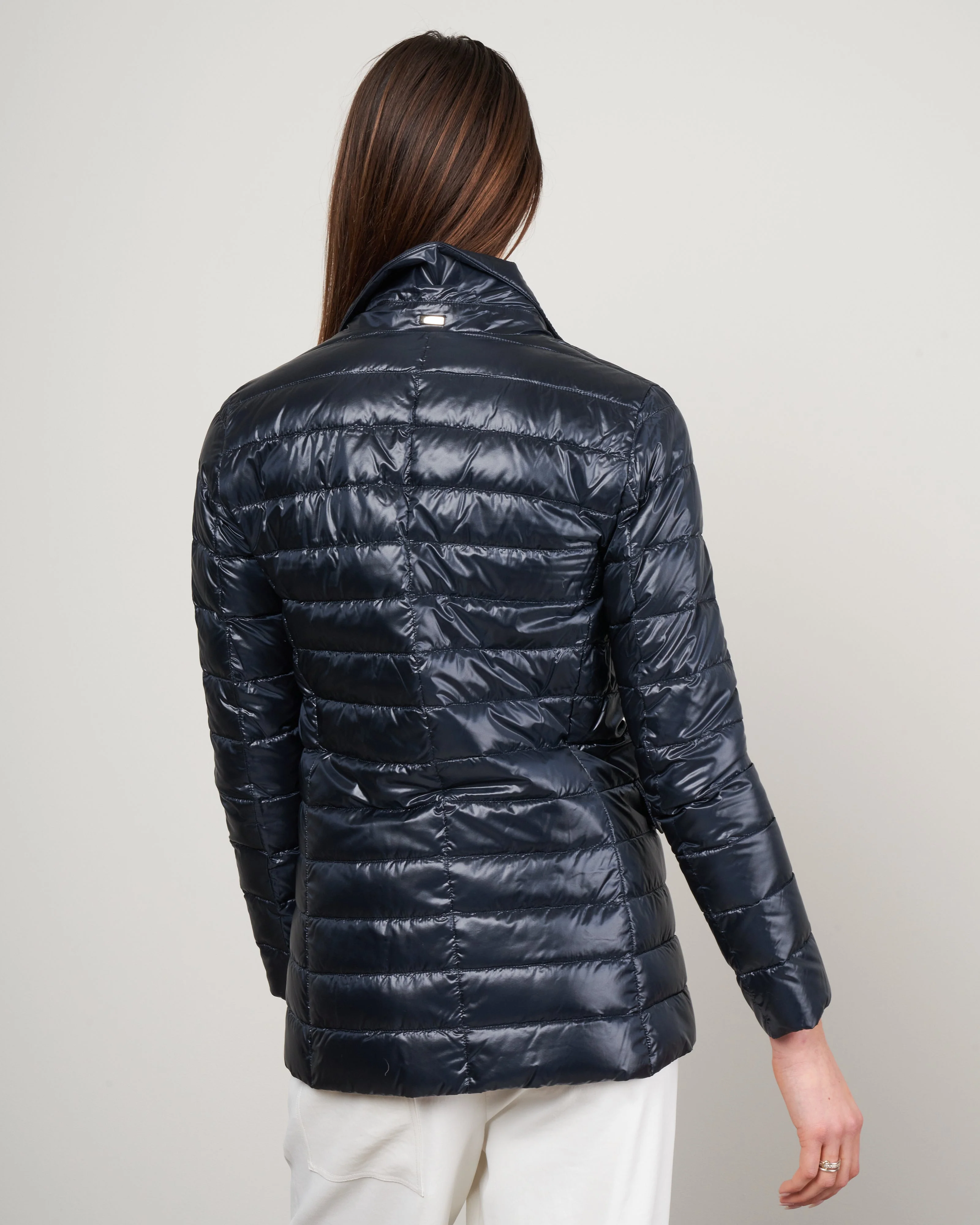 nylon ultralight boyfriend down blazer - navy - Image 4