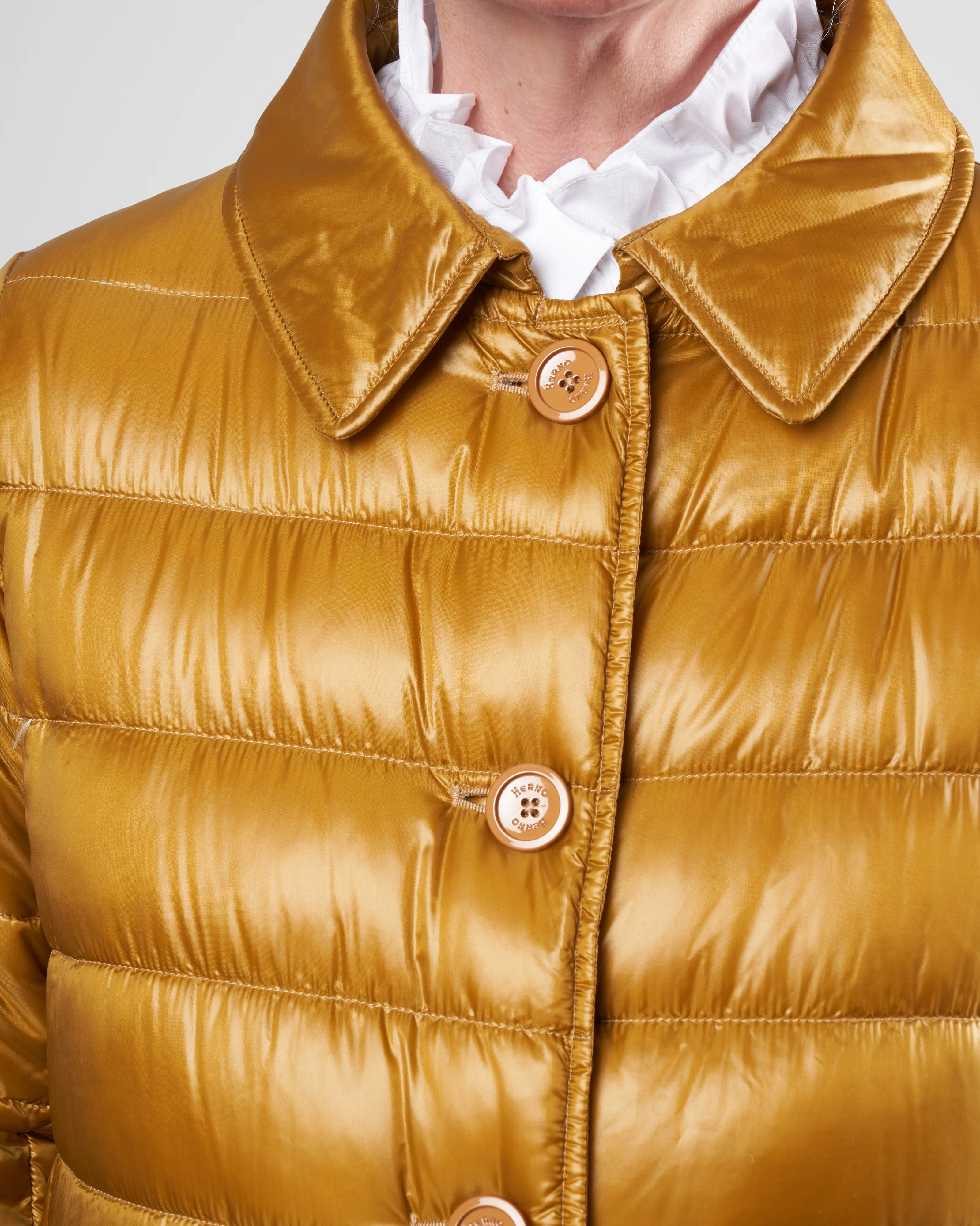nylon ultralight button front top coat - olio - Image 5