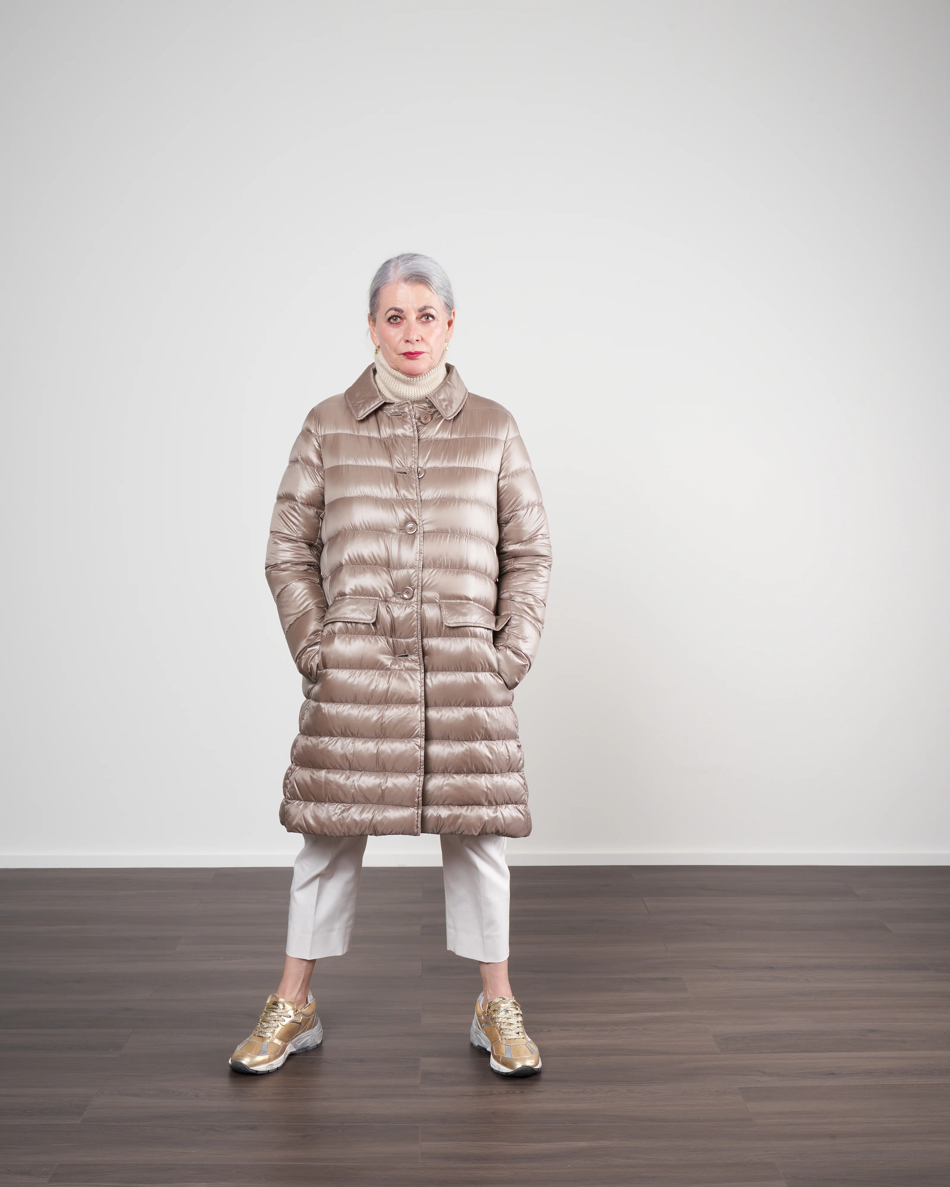 nylon ultralight button front top coat - tortora - Image 5