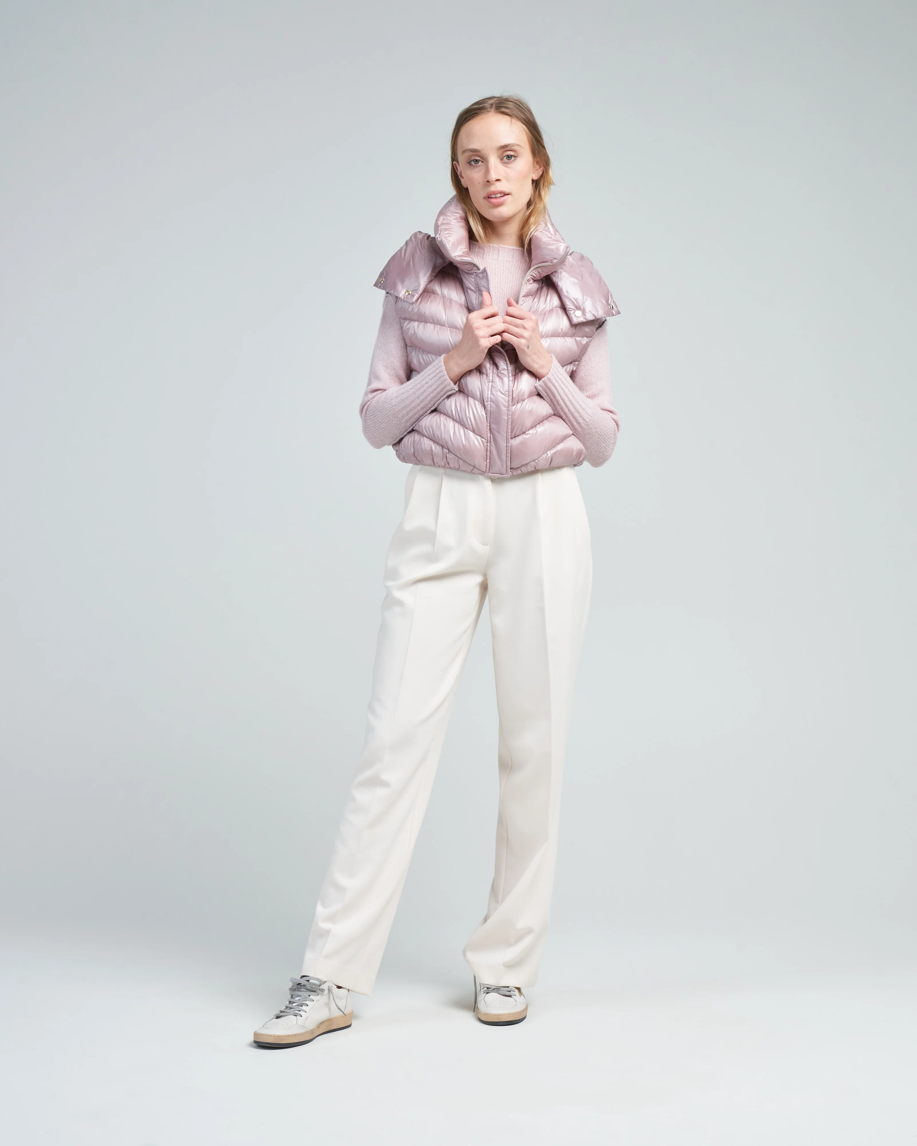 nylon ultralight chevron cropped hooded vest - Image 2