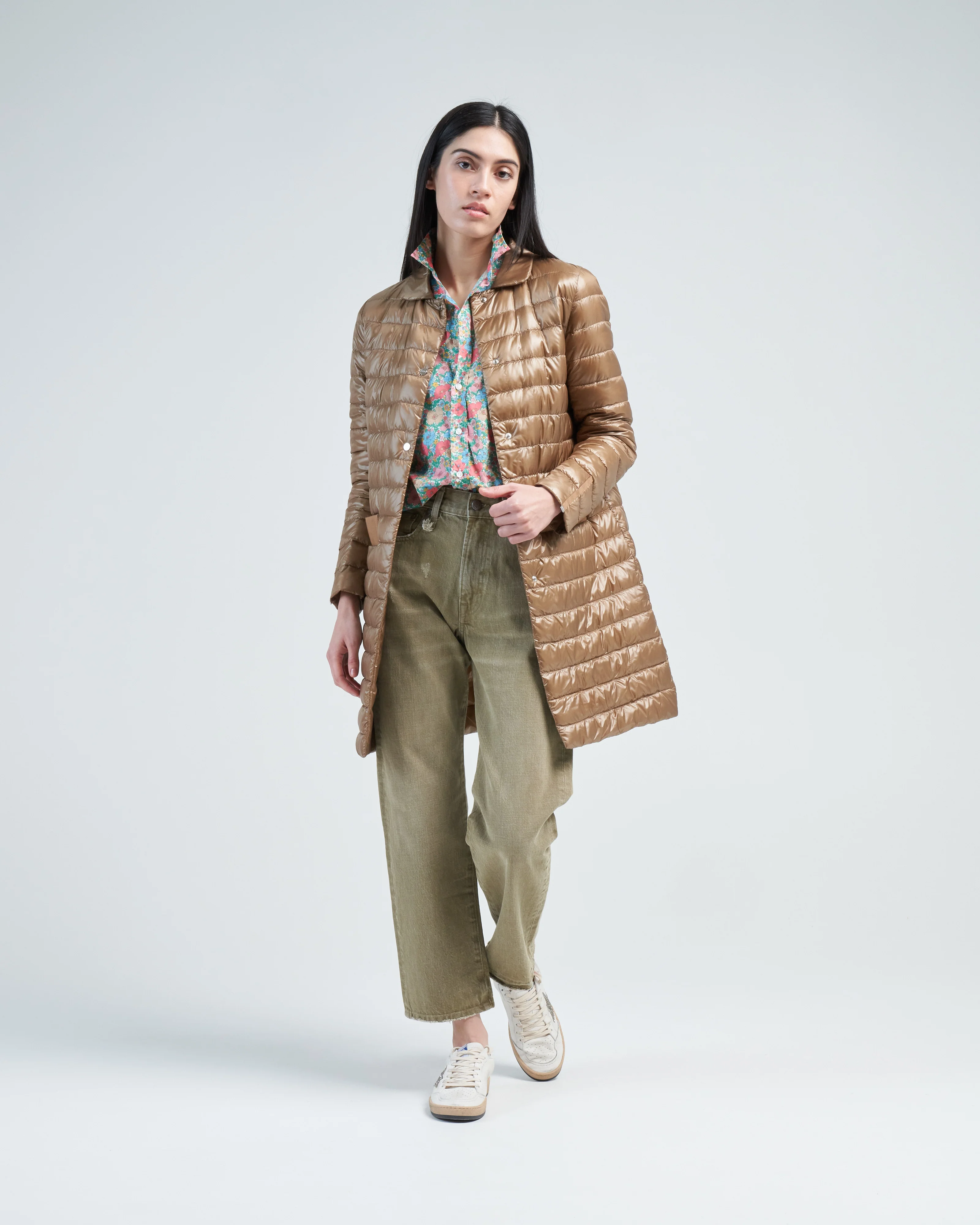 nylon ultralight midi snap front jacket