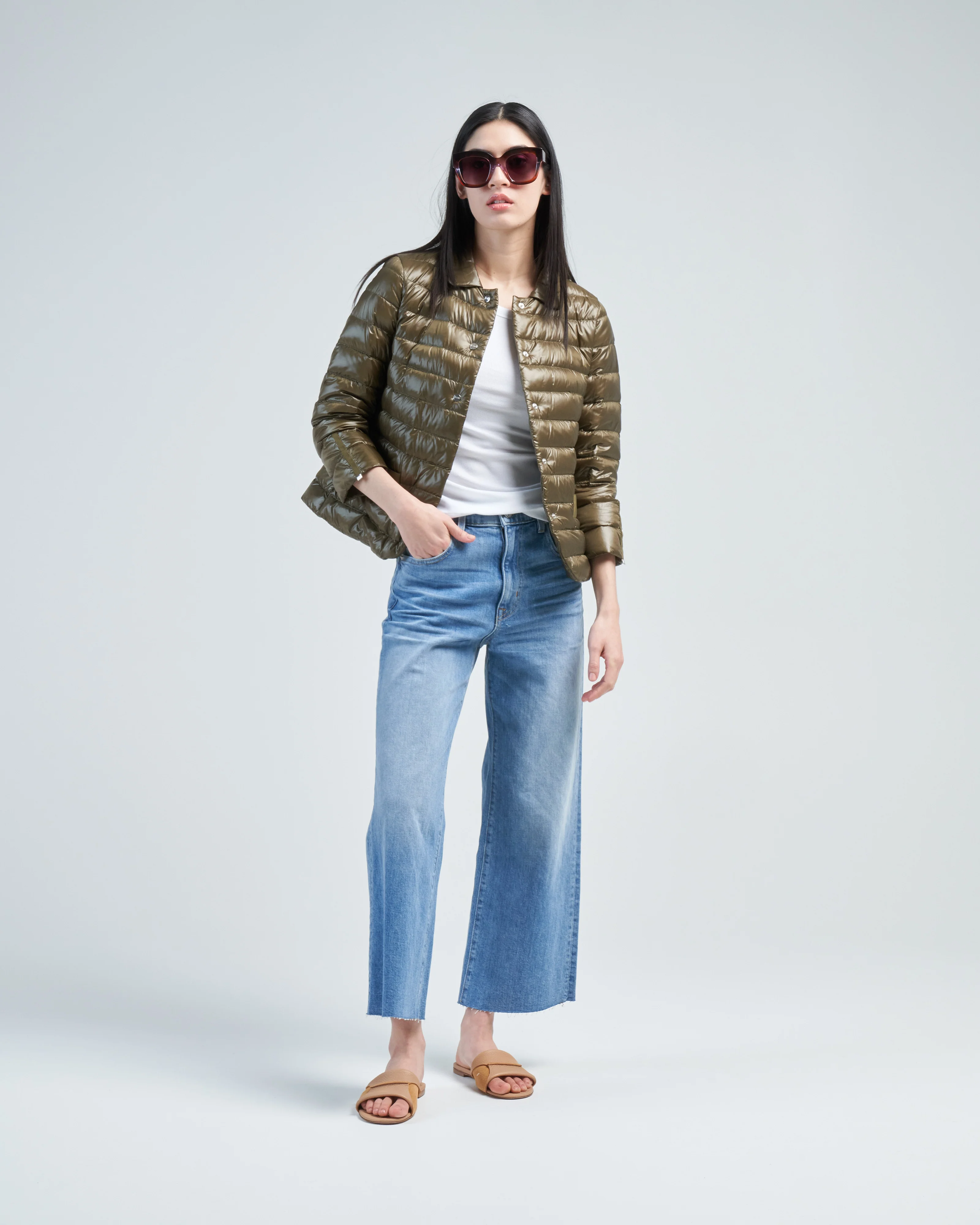 nylon ultralight short snap front jacket - Image 2