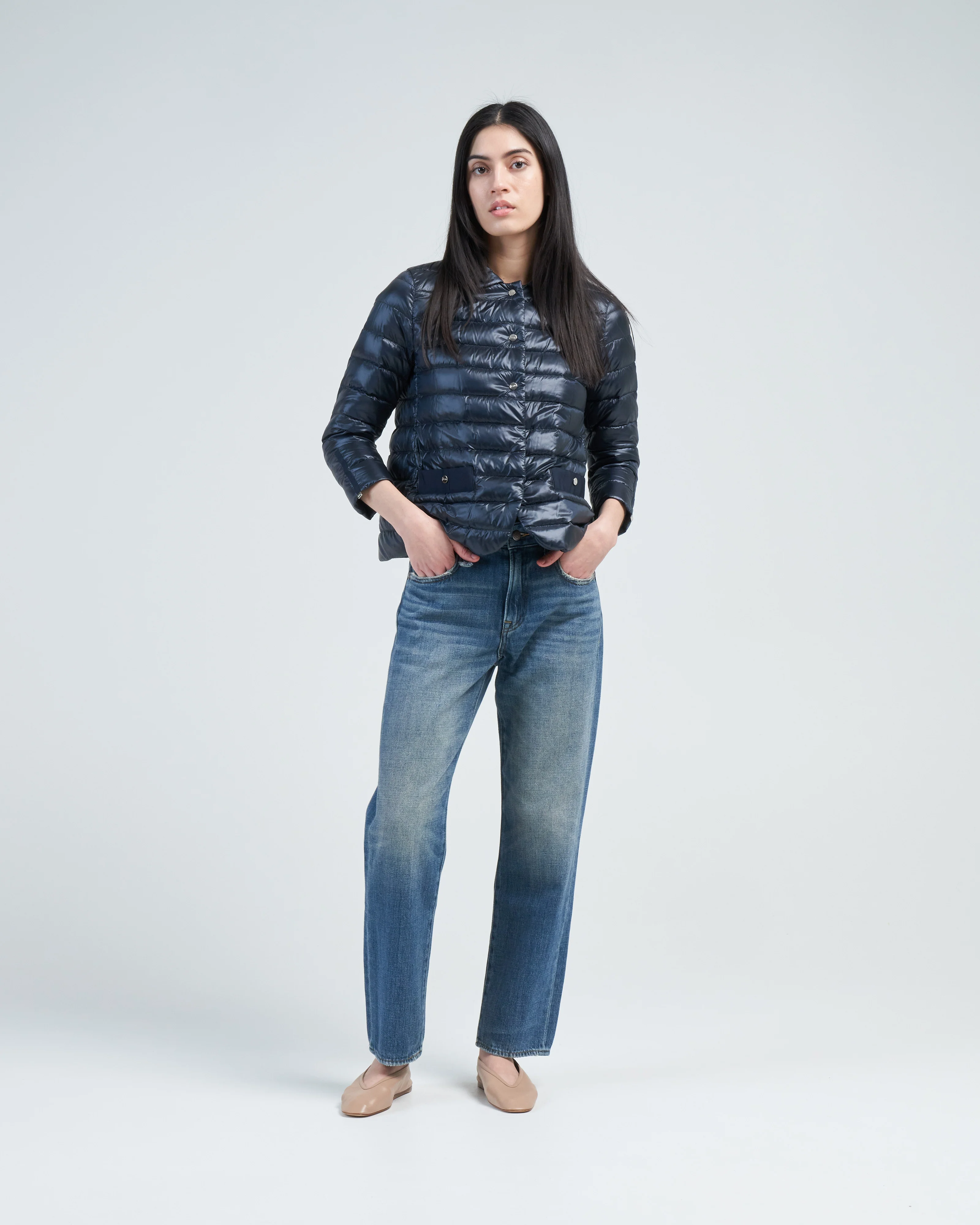 nylon ultralight short snap front jacket - Image 2