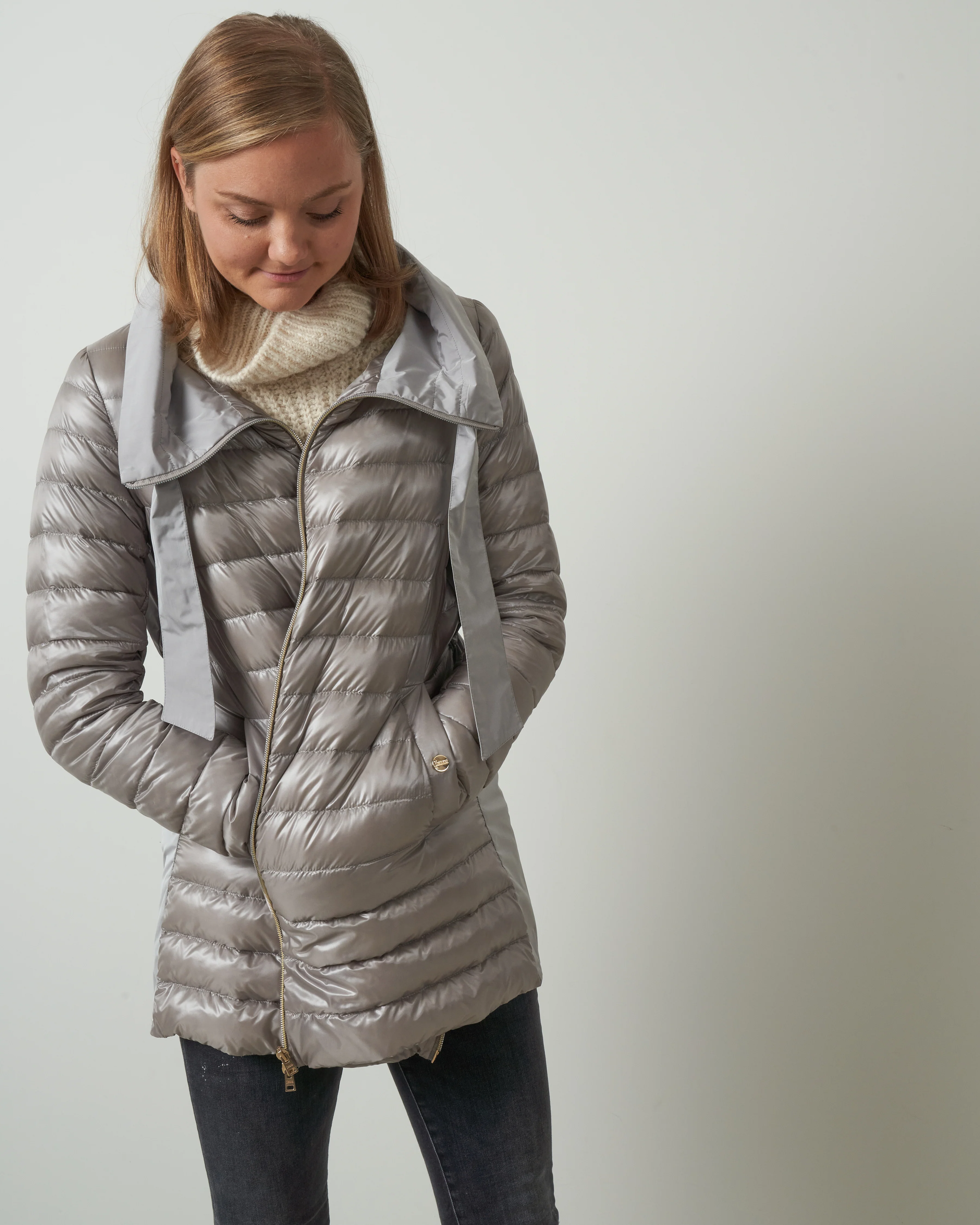 puffer w/ taffeta back - silver - Image 4