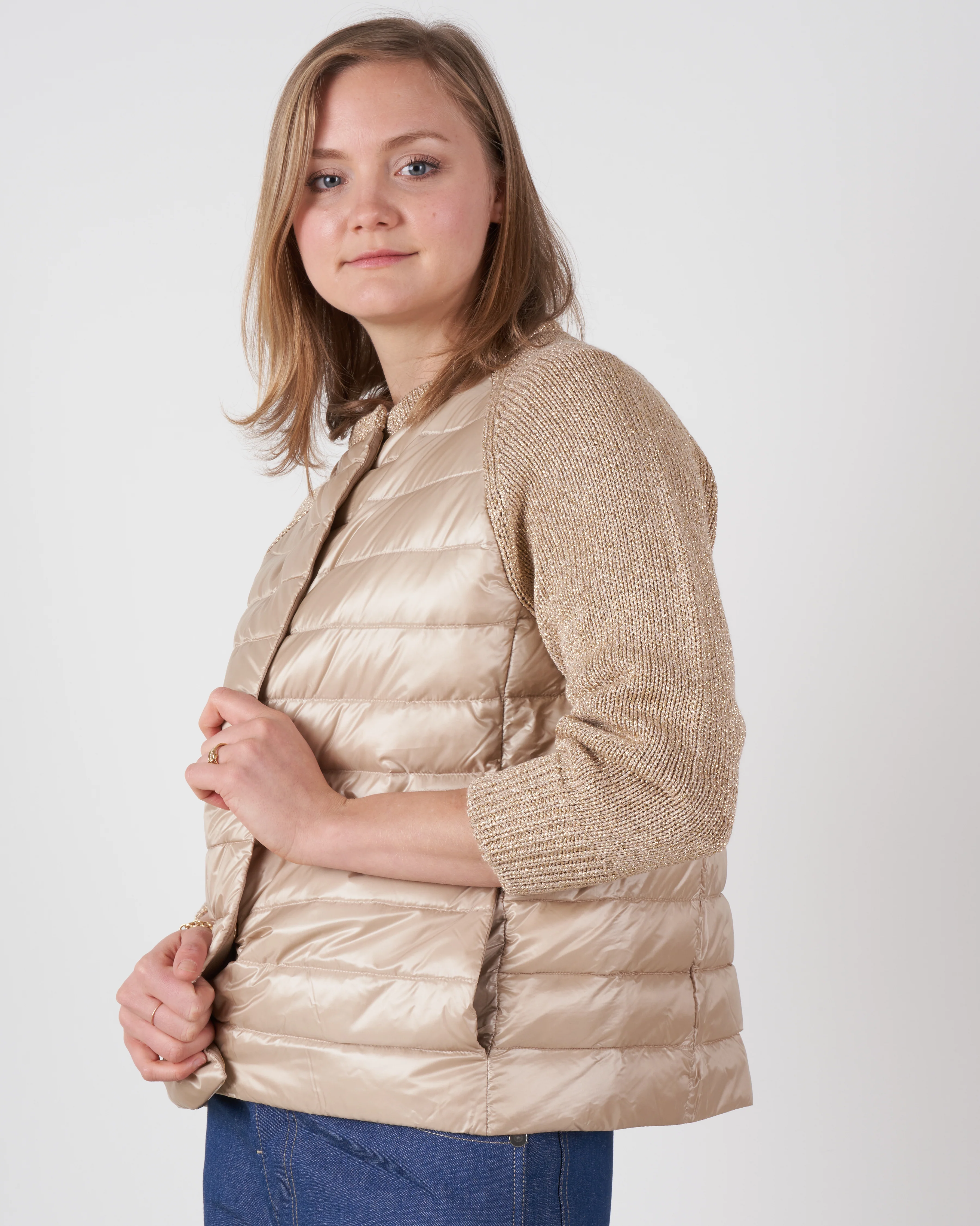 raglan sweater with lurex sleeve - champagne - Image 2