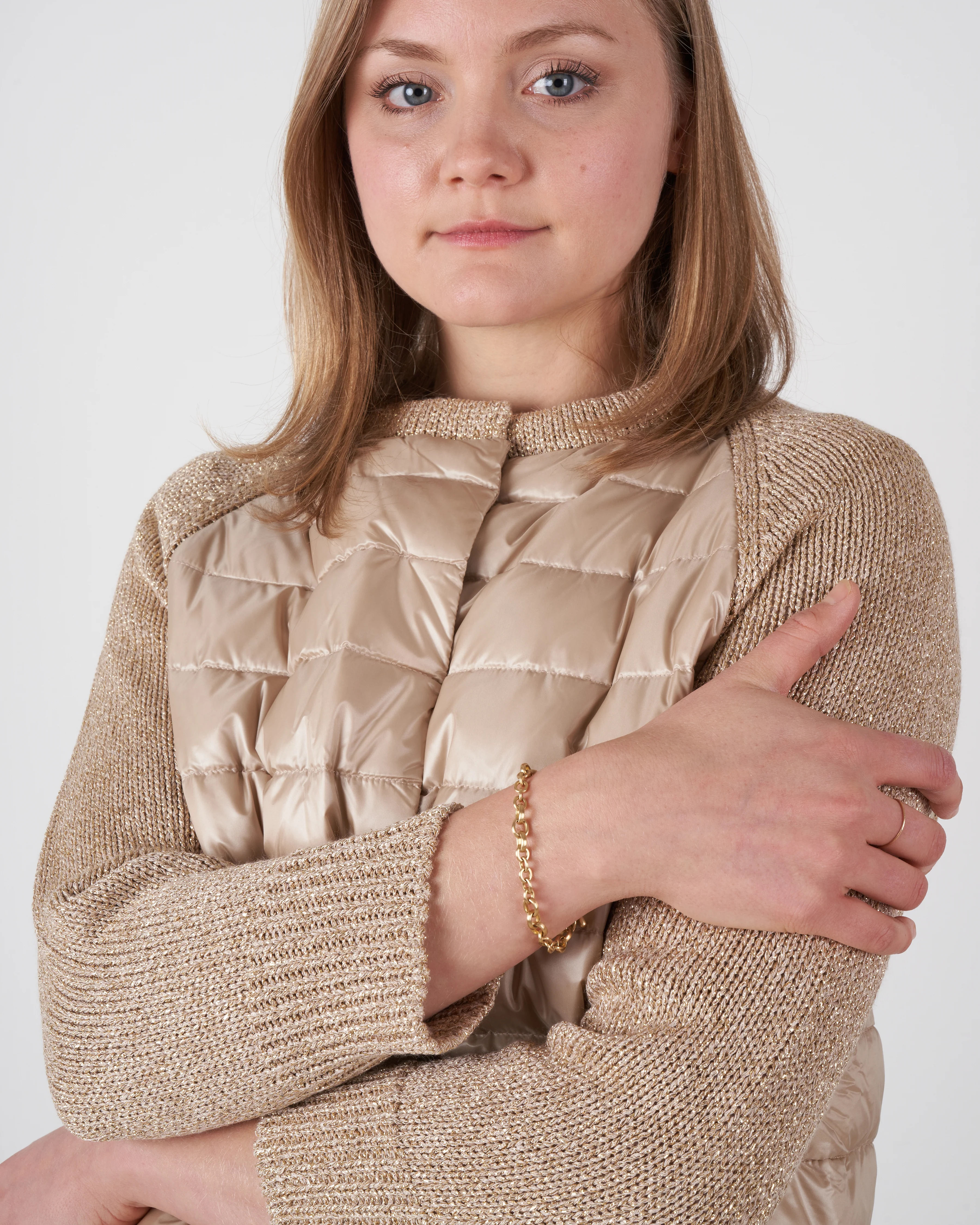 raglan sweater with lurex sleeve - champagne - Image 5