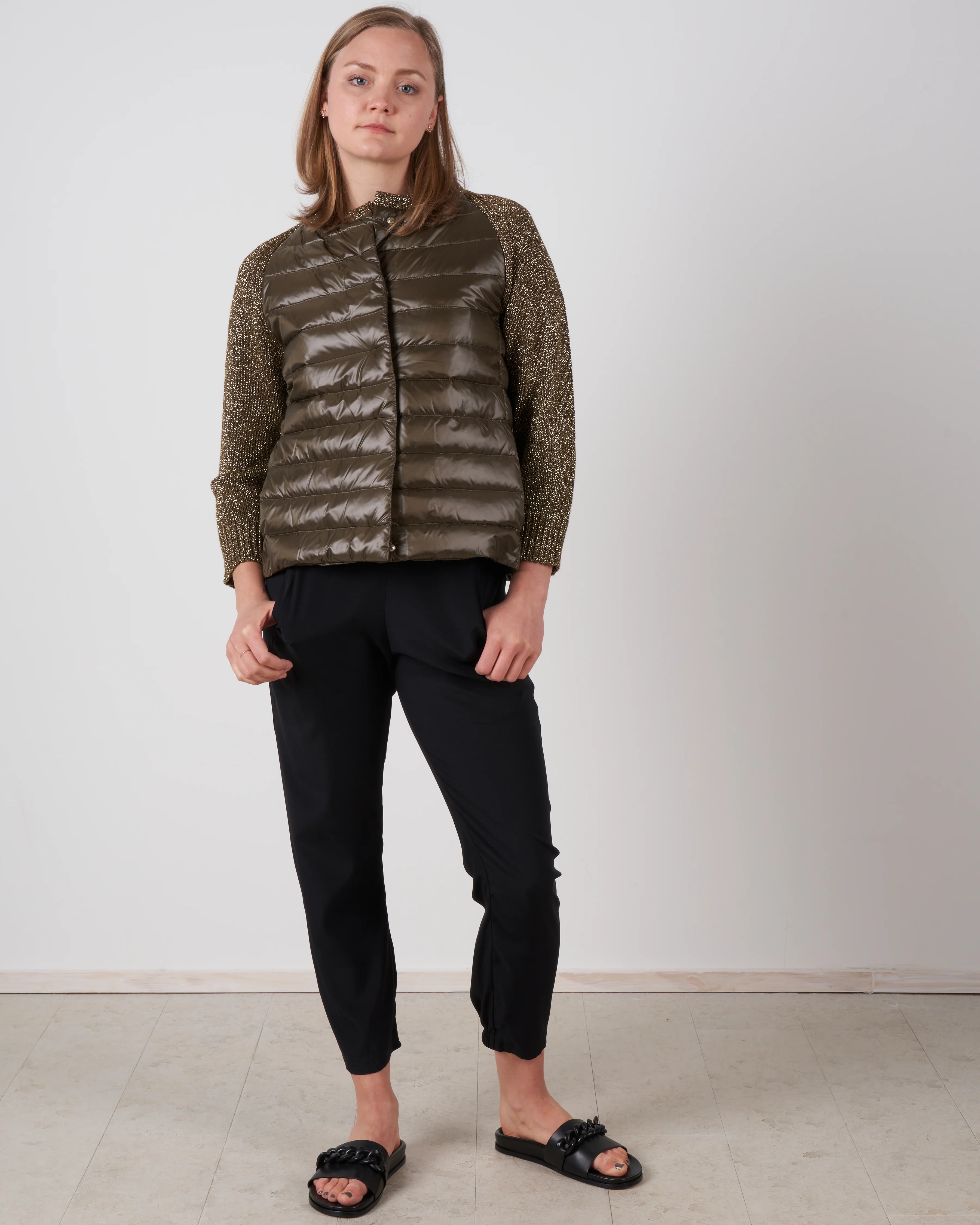 raglan with lurex sleeve - olive - Image 2