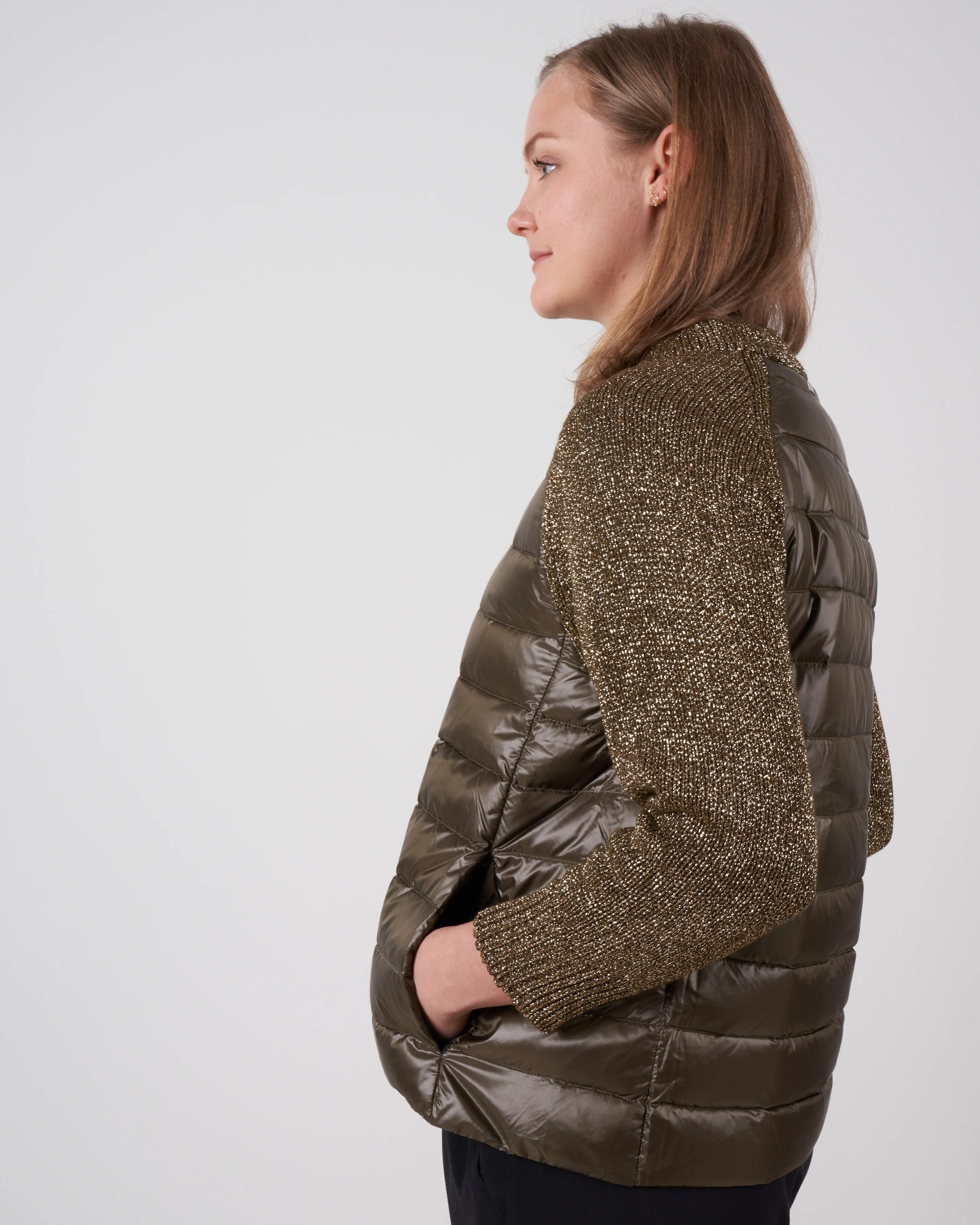 raglan with lurex sleeve - olive - Image 3