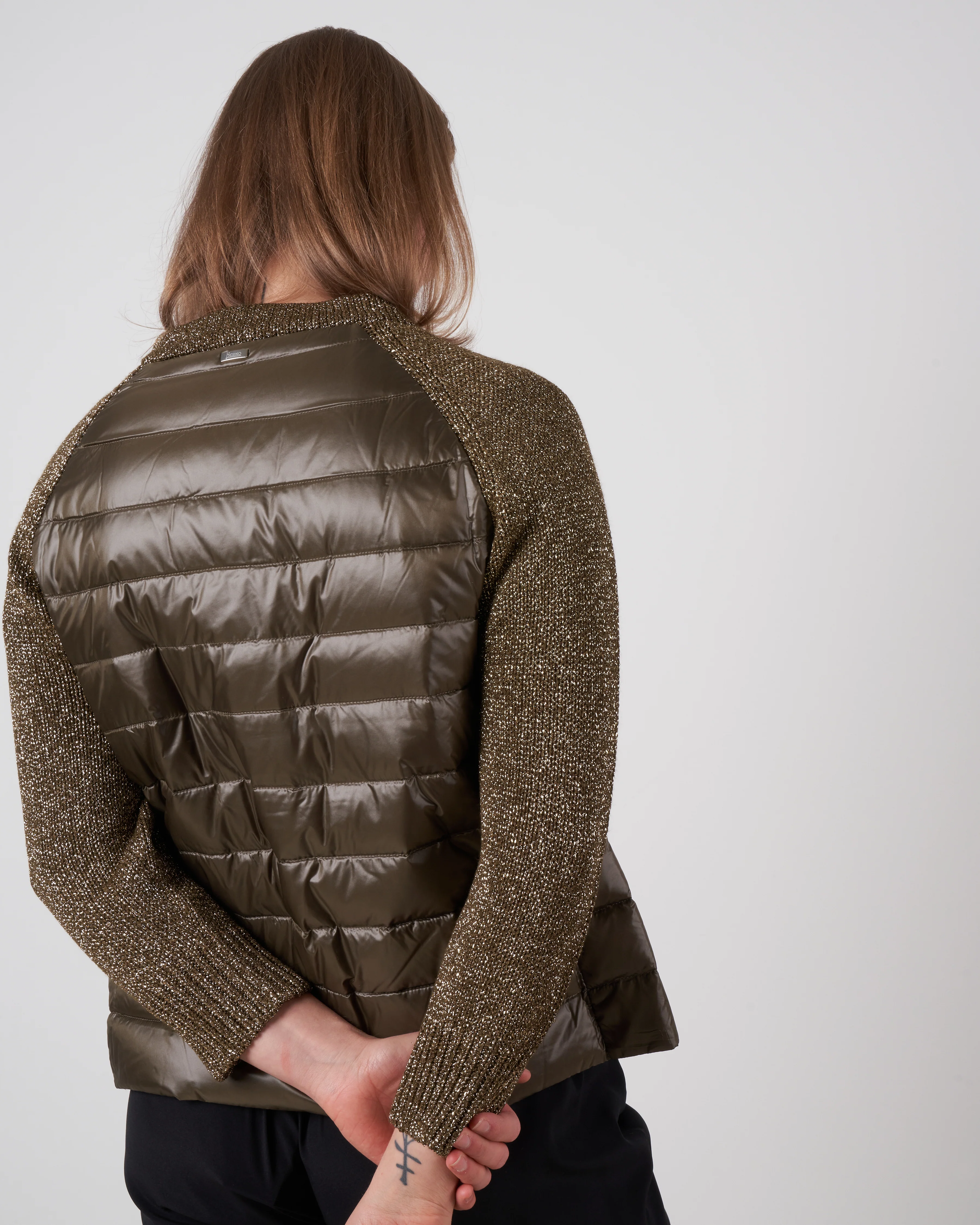 raglan with lurex sleeve - olive - Image 4