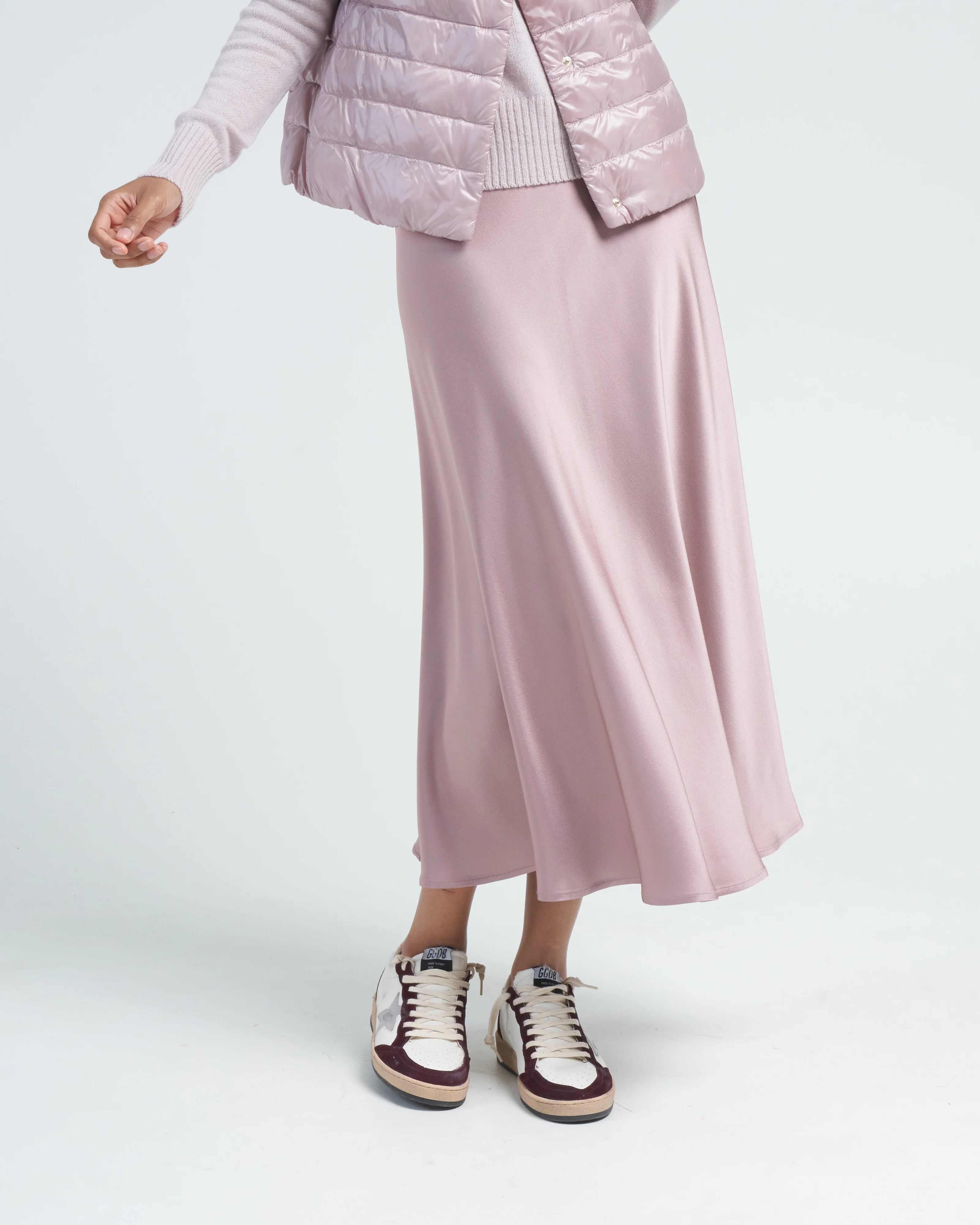 satin long skirt - lilac - Image 2