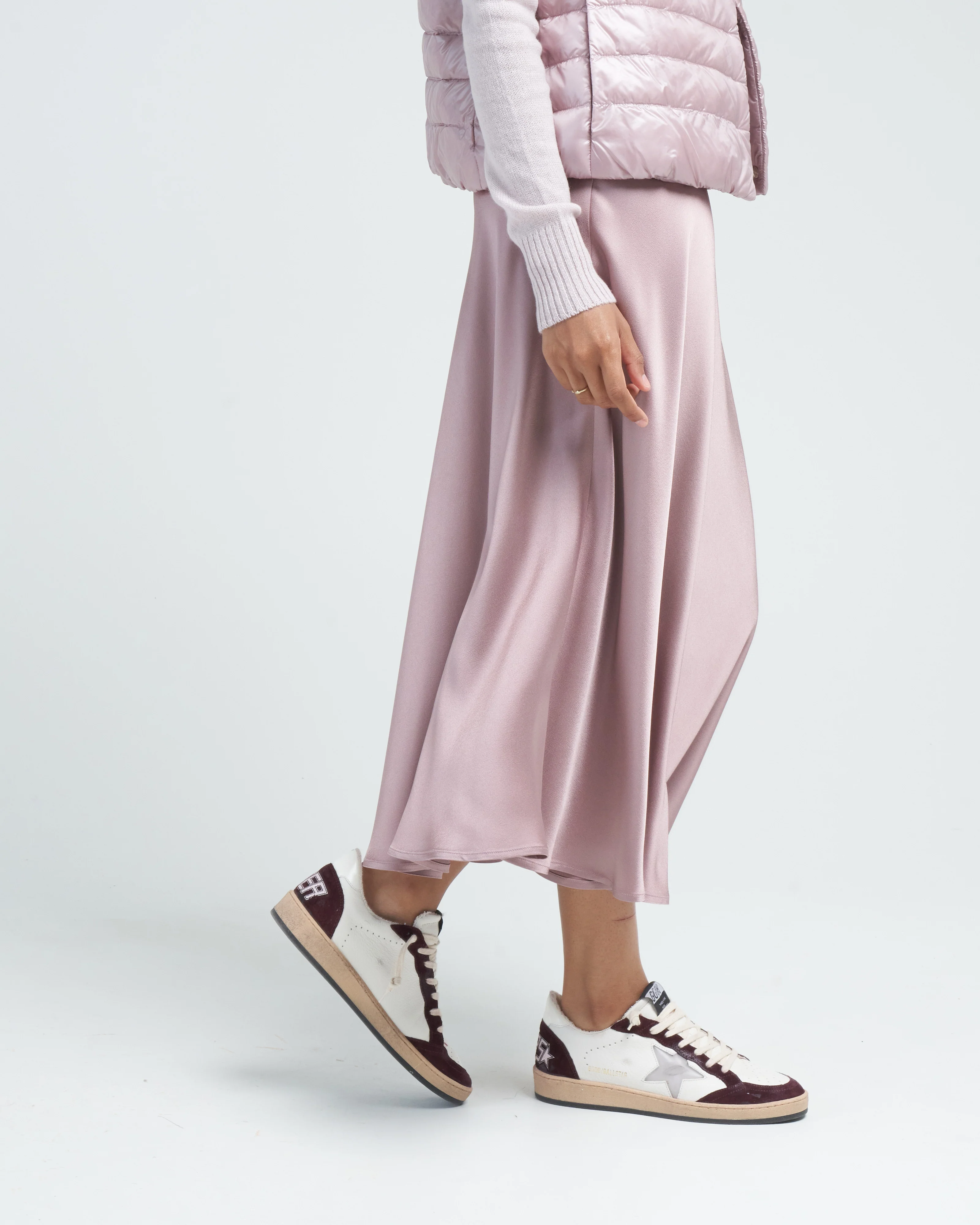 satin long skirt - lilac - Image 3