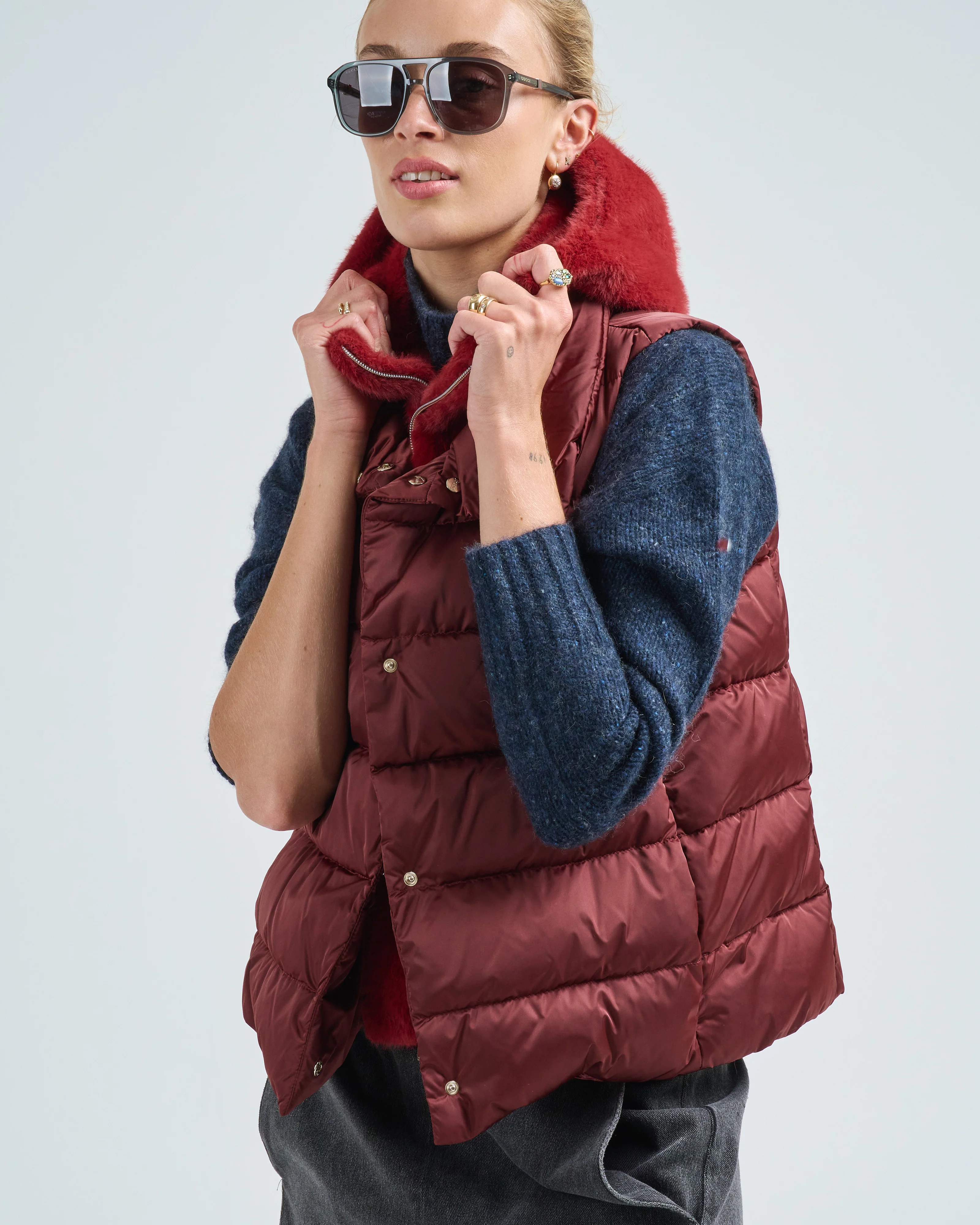 satin vest w/ detachable faux fur hood - Image 5