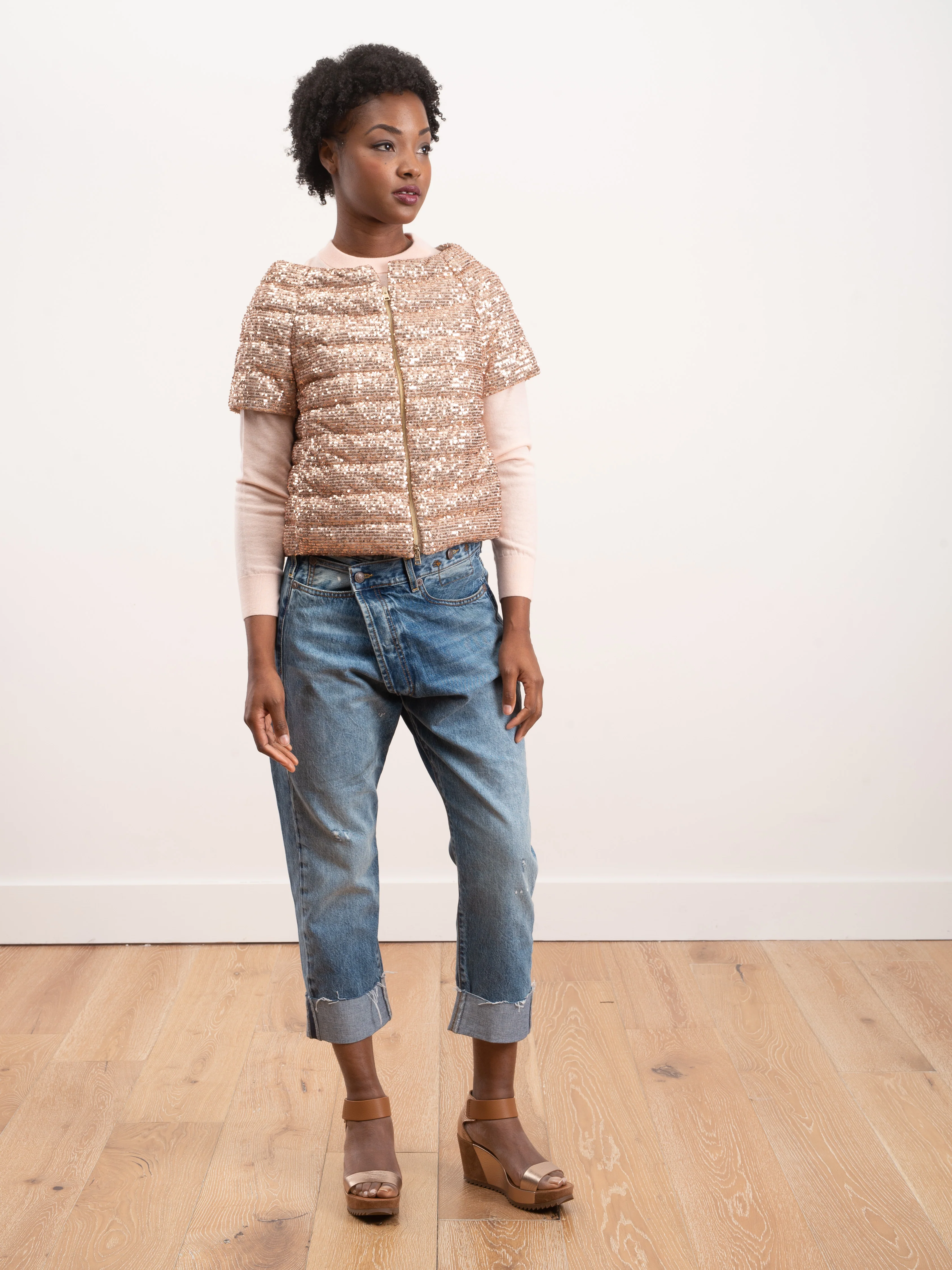 sequin cap sleeve - rose gold - Image 2