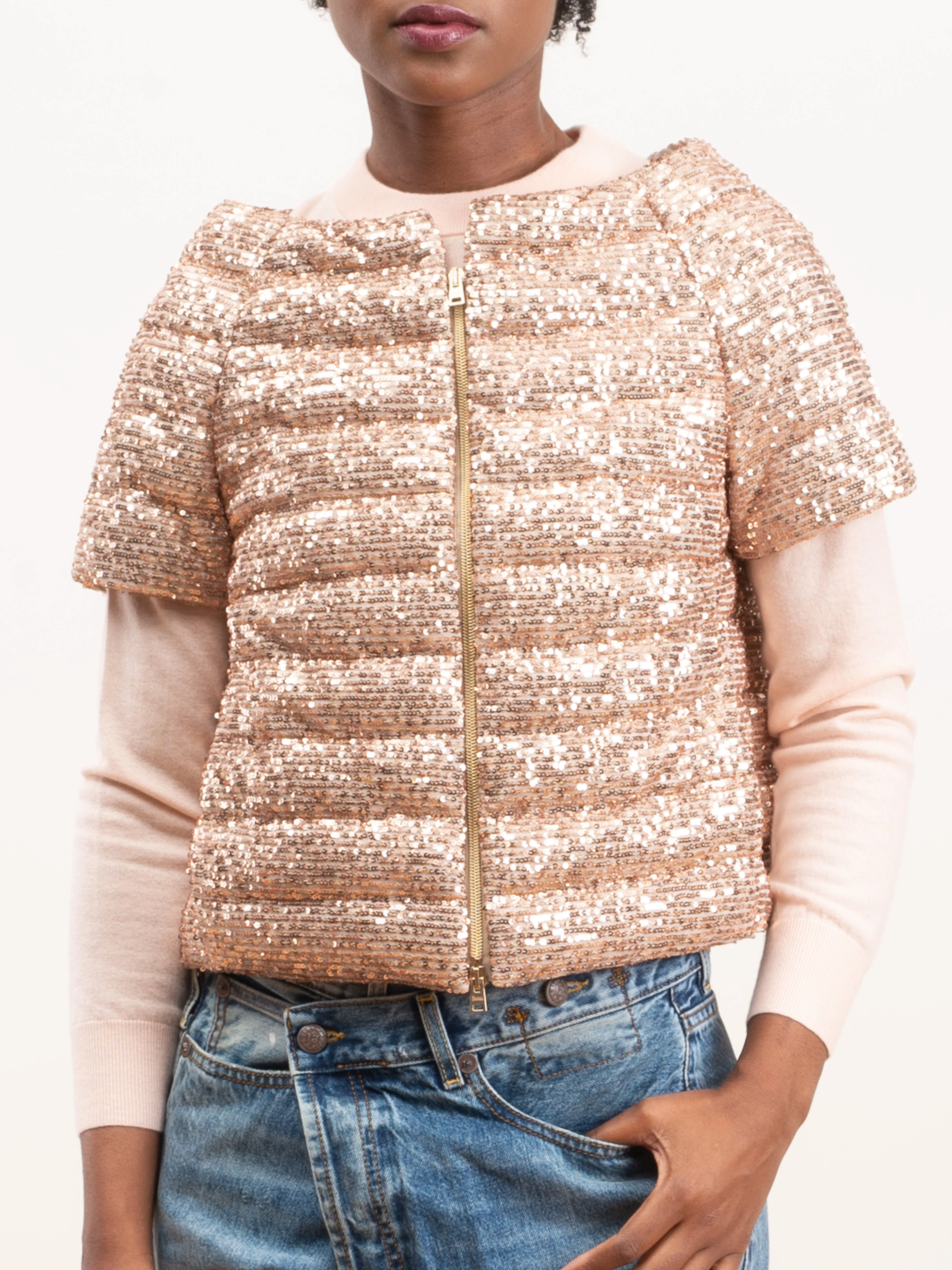 sequin cap sleeve - rose gold - Image 3