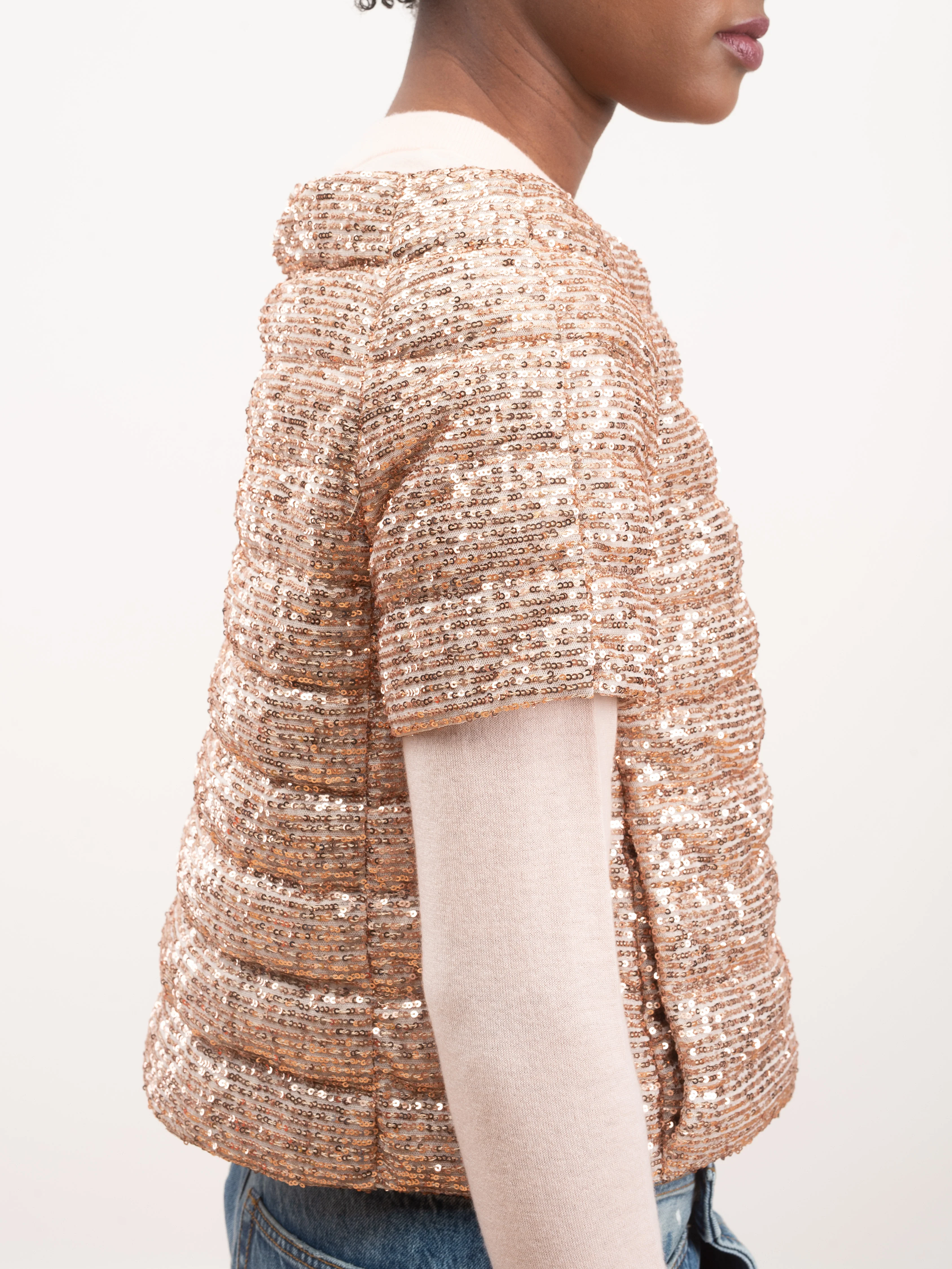 sequin cap sleeve - rose gold - Image 4