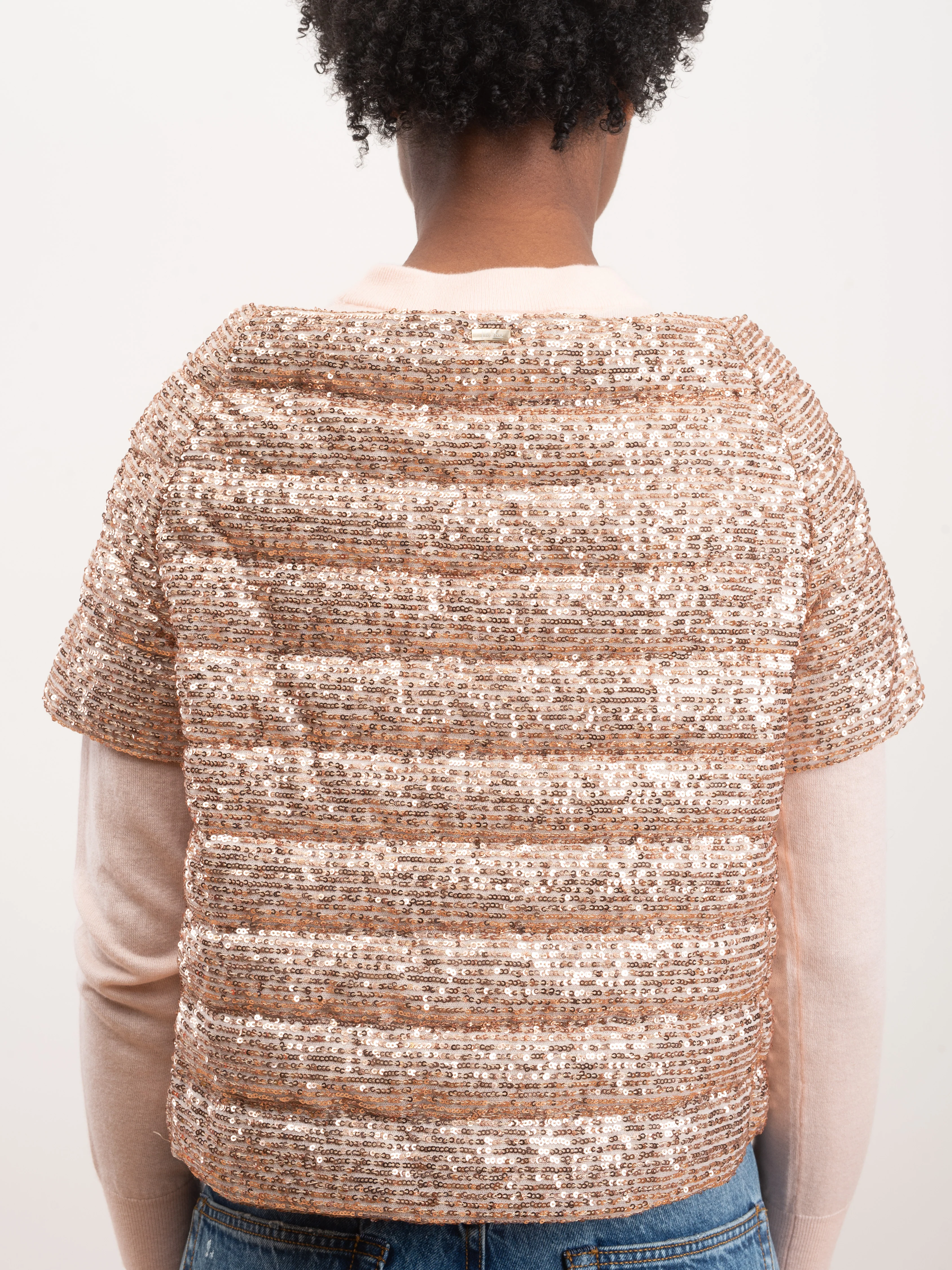 sequin cap sleeve - rose gold - Image 5
