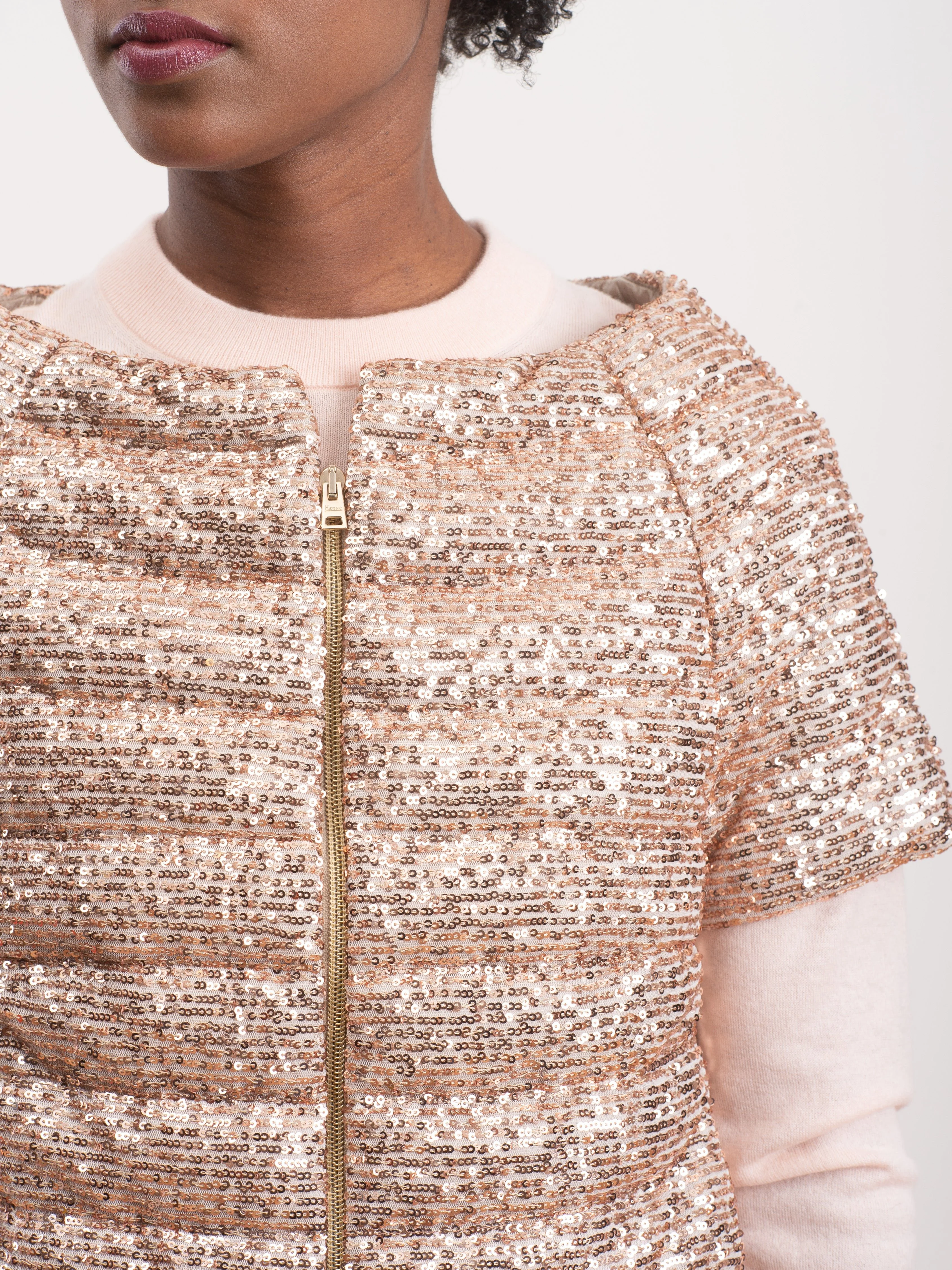 sequin cap sleeve - rose gold - Image 6