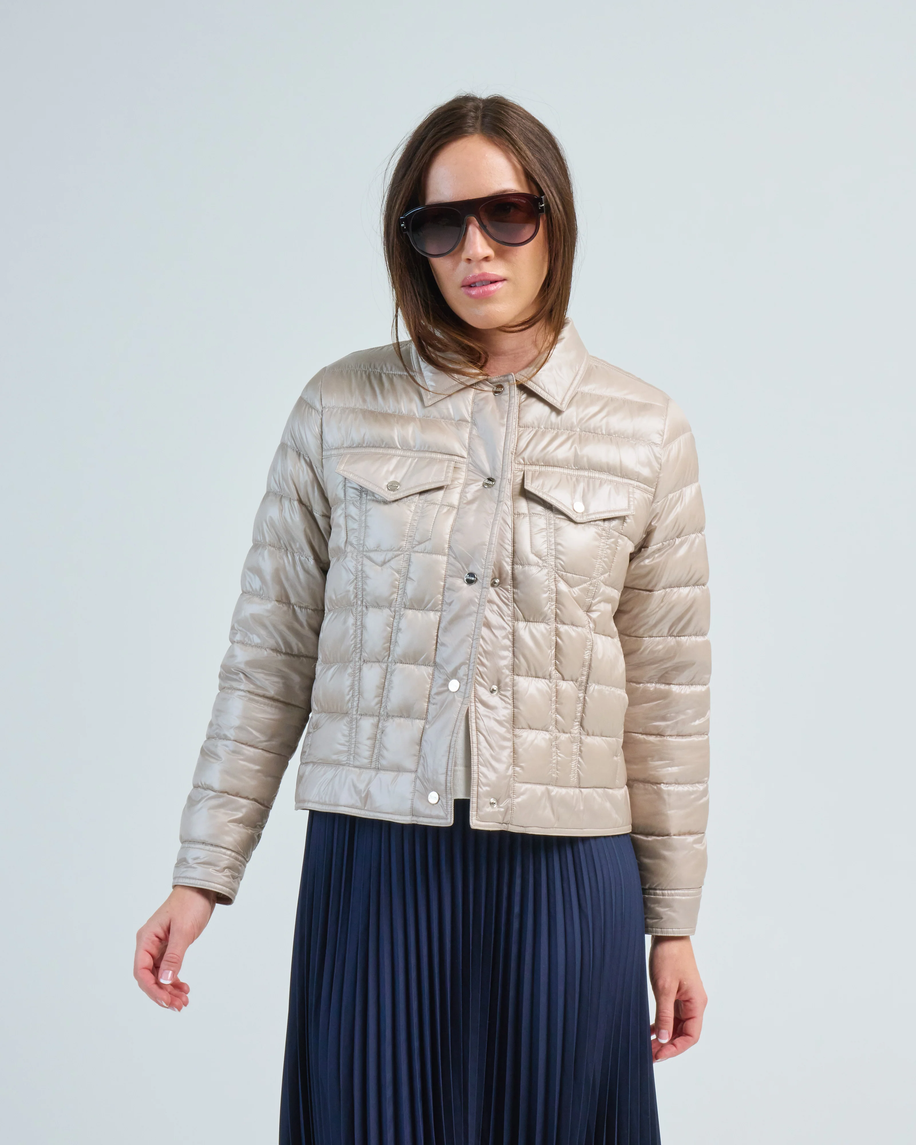 shiny nylon shirt jacket w/ chest pockets - Image 2