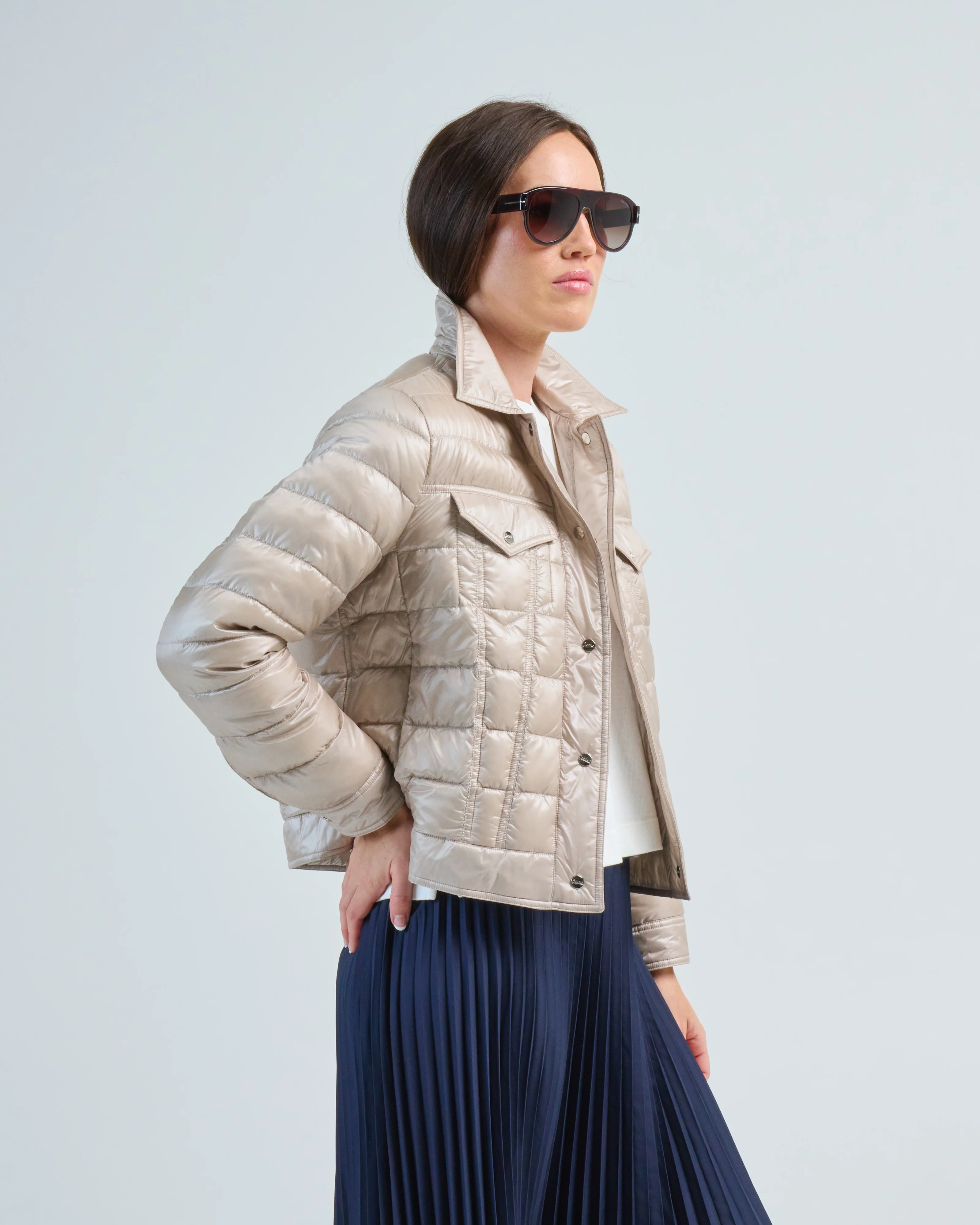 shiny nylon shirt jacket w/ chest pockets - Image 4