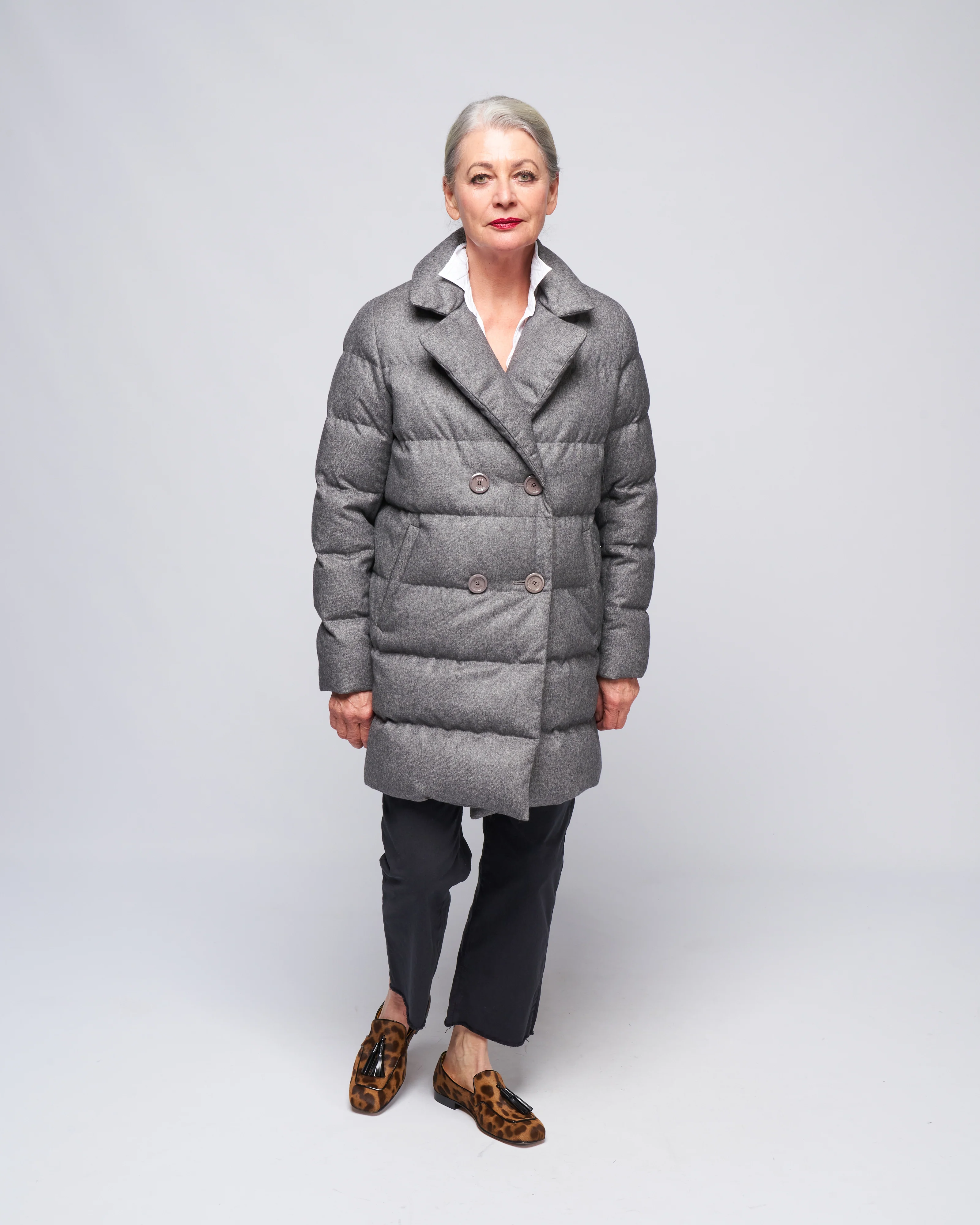 silk/ cashmere db peacoat - grigio - Image 4