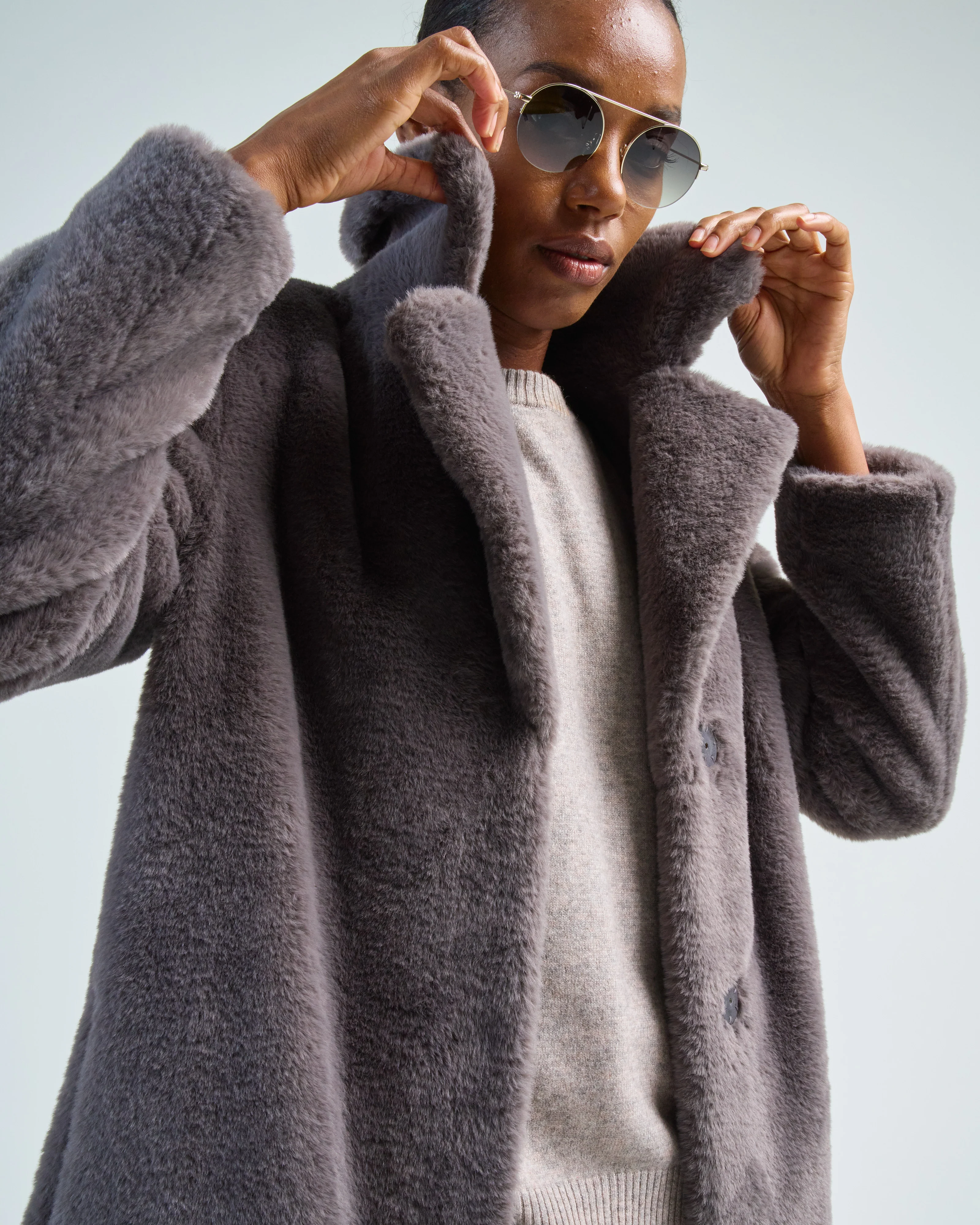 soft faux fur long coat - Image 2