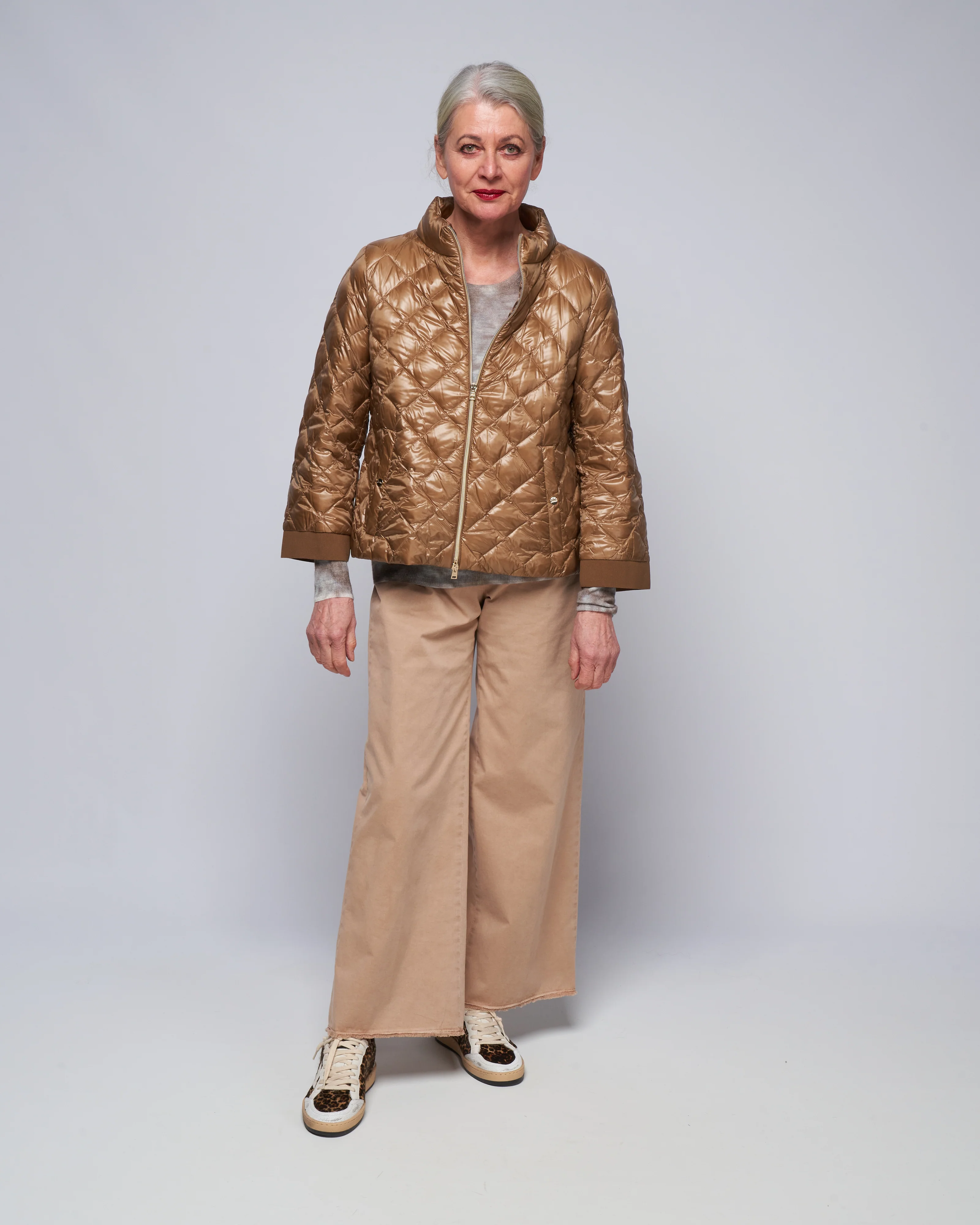 ultralight quilted a-line short jacket - bronze - Image 2
